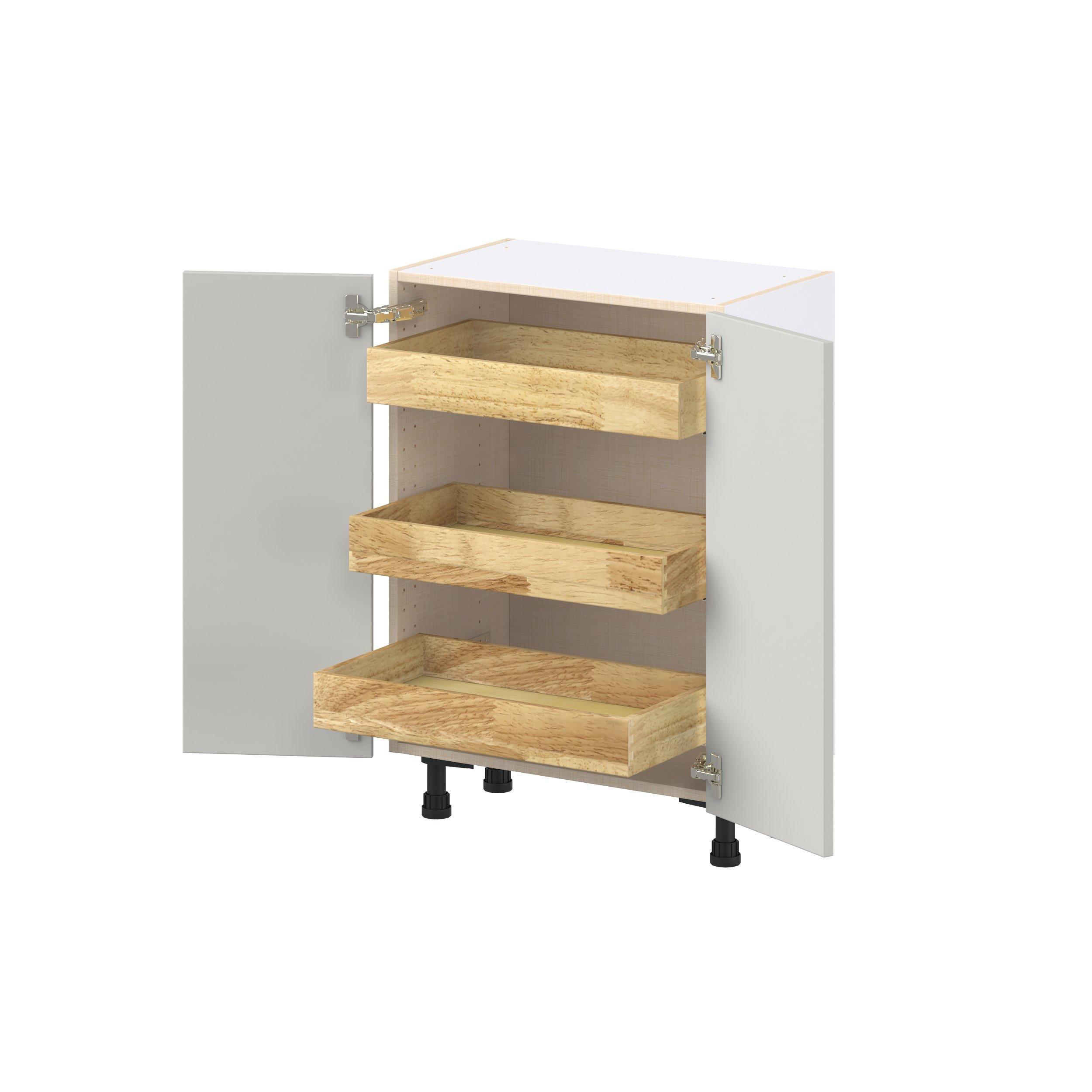 Lenox 24 in. Painted Light Gray Shallow Base Cabinet with Inner Pull-Out Drawer