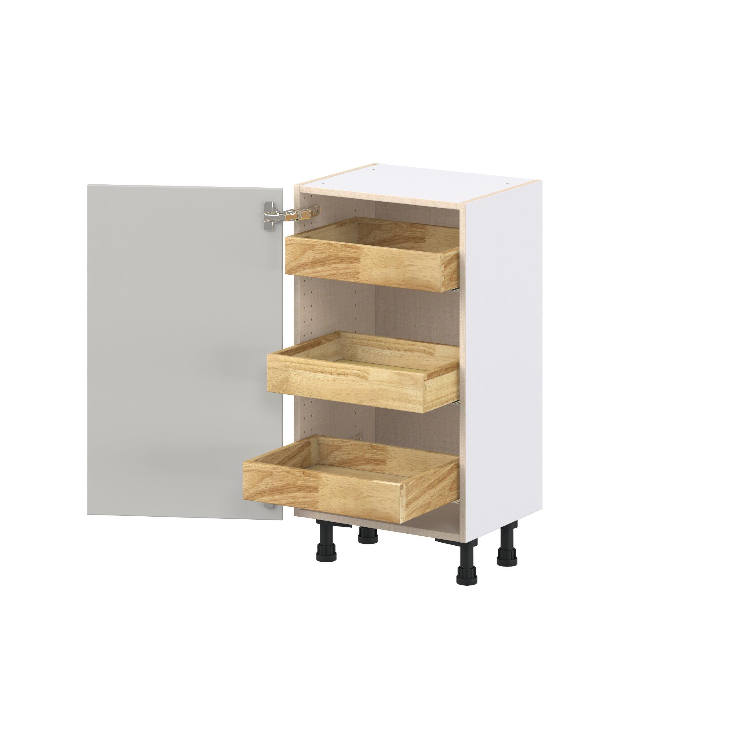 Lenox 18 in. Painted Light Gray Shallow Base Cabinet with Inner Pull-Out Drawer