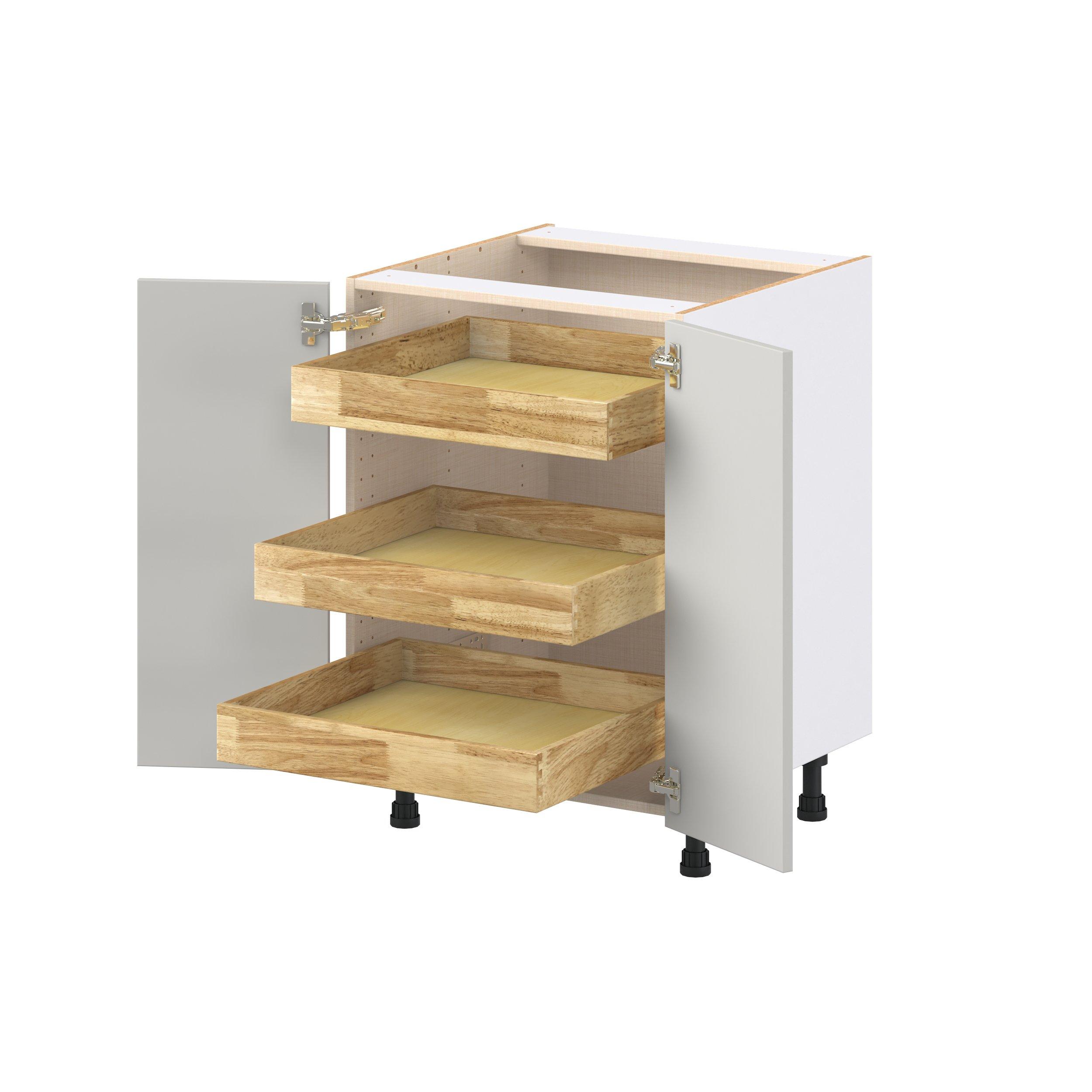 Lenox 24 in. Painted Light Gray Shallow Base Cabinet with Inner Pull-Out Drawer