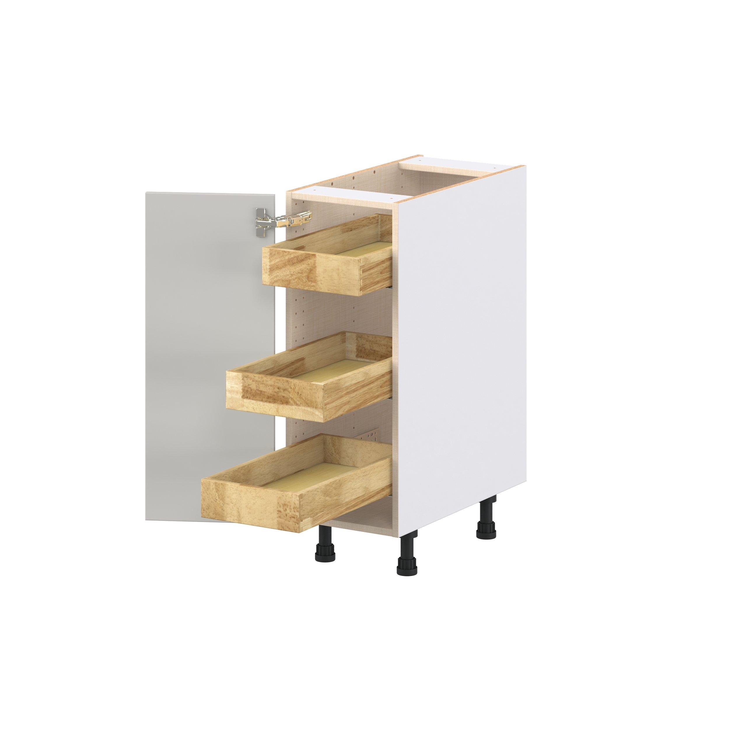 Lenox 12 in. Painted Light Gray Base Cabinet with Inner Pull-Out Drawer