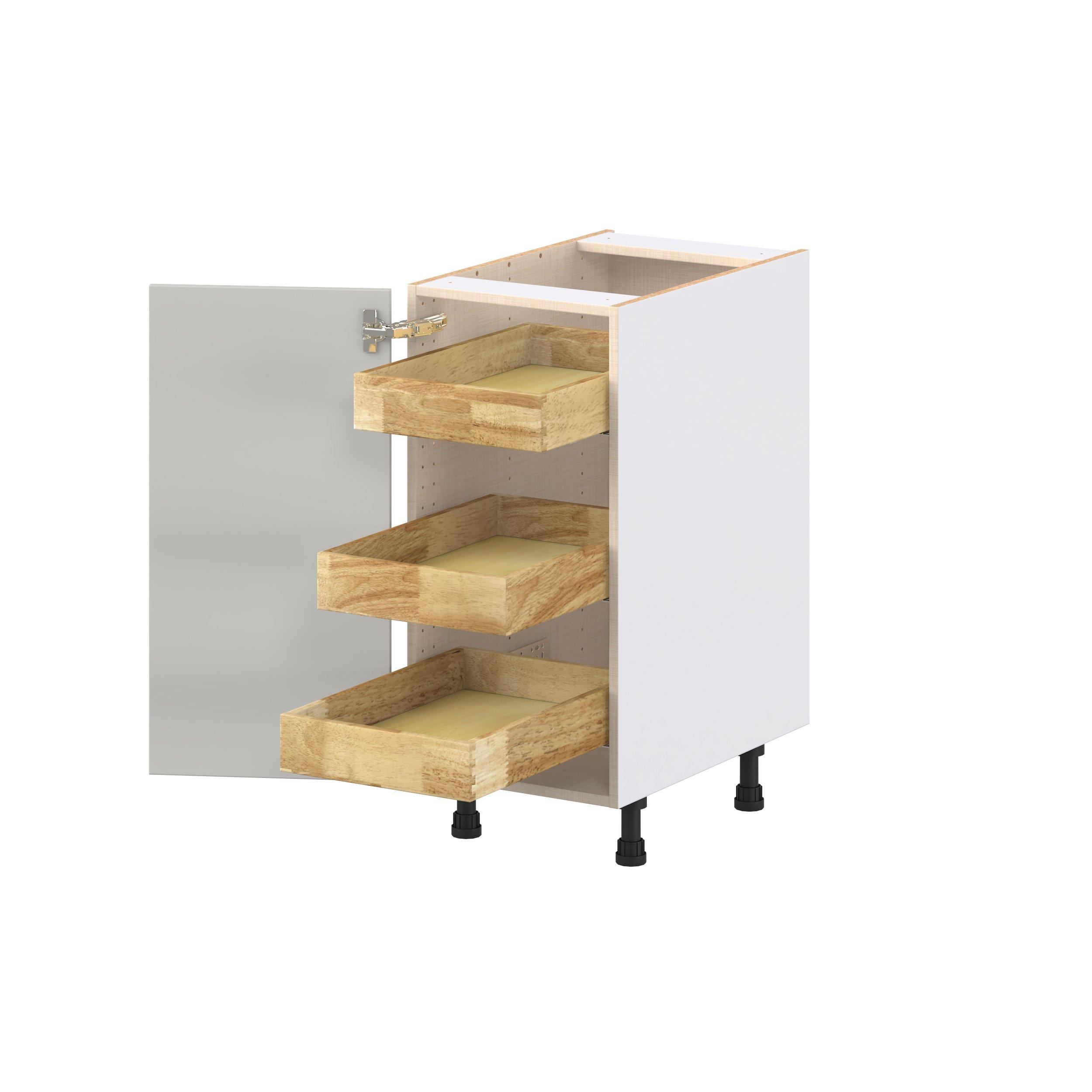 Lenox 15 in. Painted Light Gray Base Cabinet with Inner Pull-Out Drawer