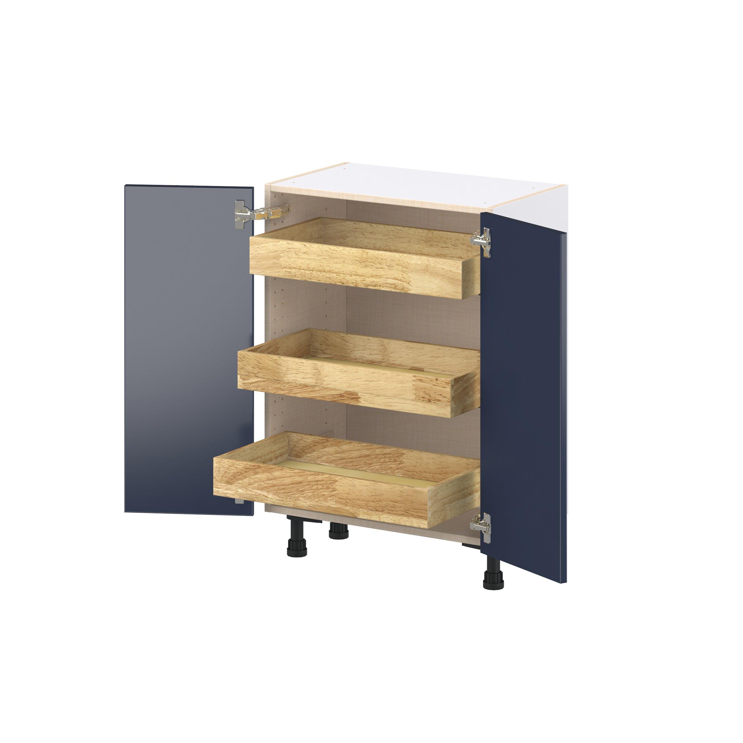 Peachtree 24 in. Painted Midnight Blue Shallow Base Cabinet with Inner Pull-Out Drawer