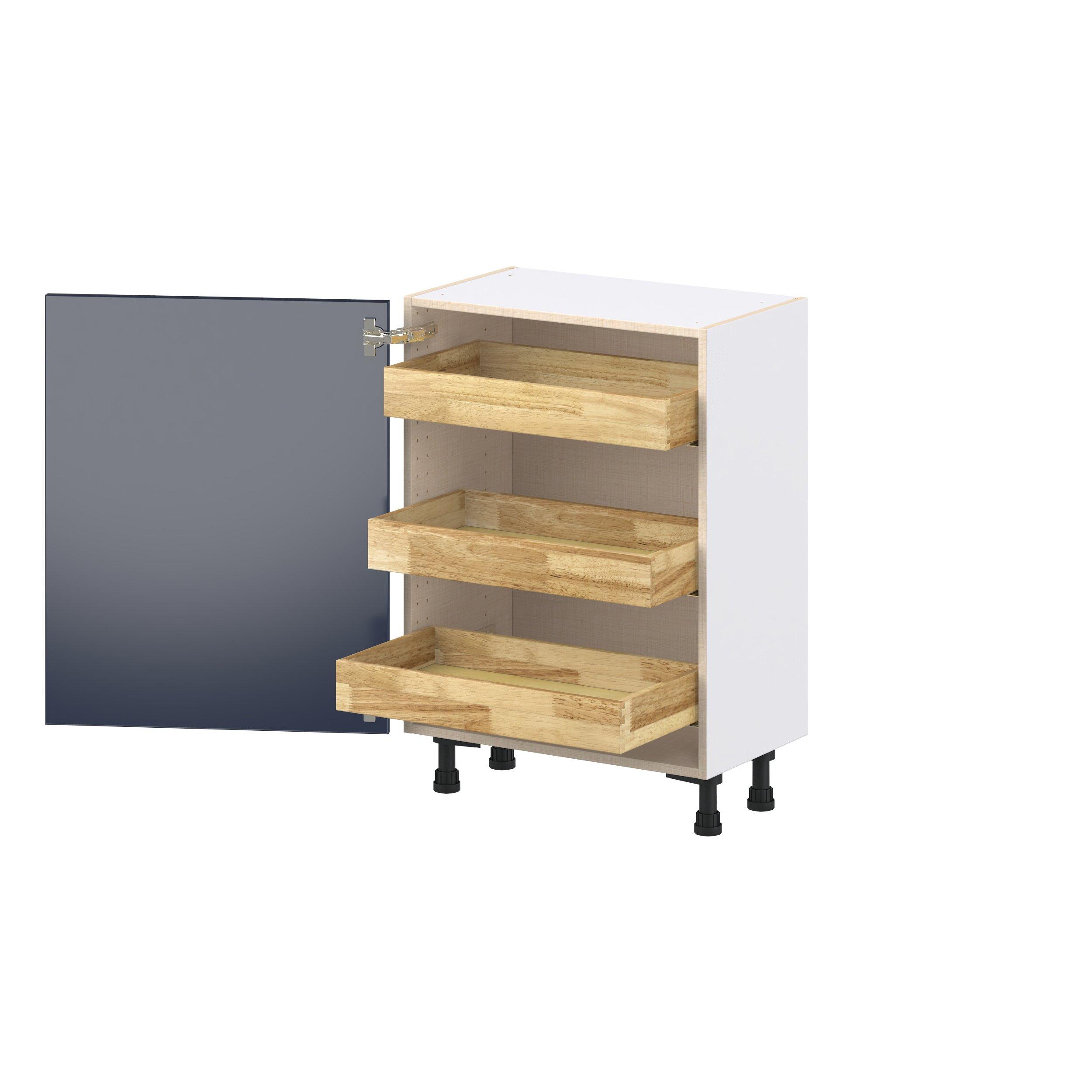 Peachtree 24 in. Painted Midnight Blue Shallow Base Cabinet with Inner Pull-Out Drawer