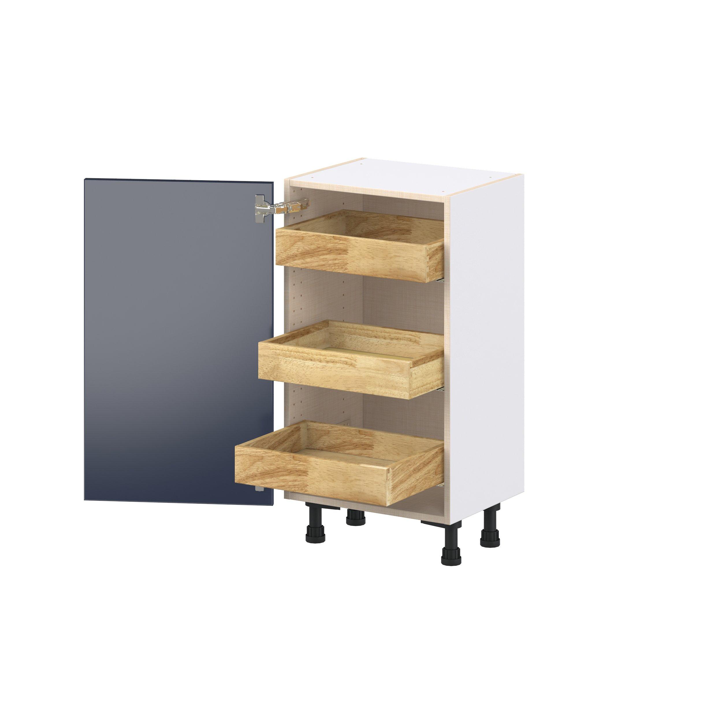 Peachtree 18 in. Painted Midnight Blue Shallow Base Cabinet with Inner Pull-Out Drawer