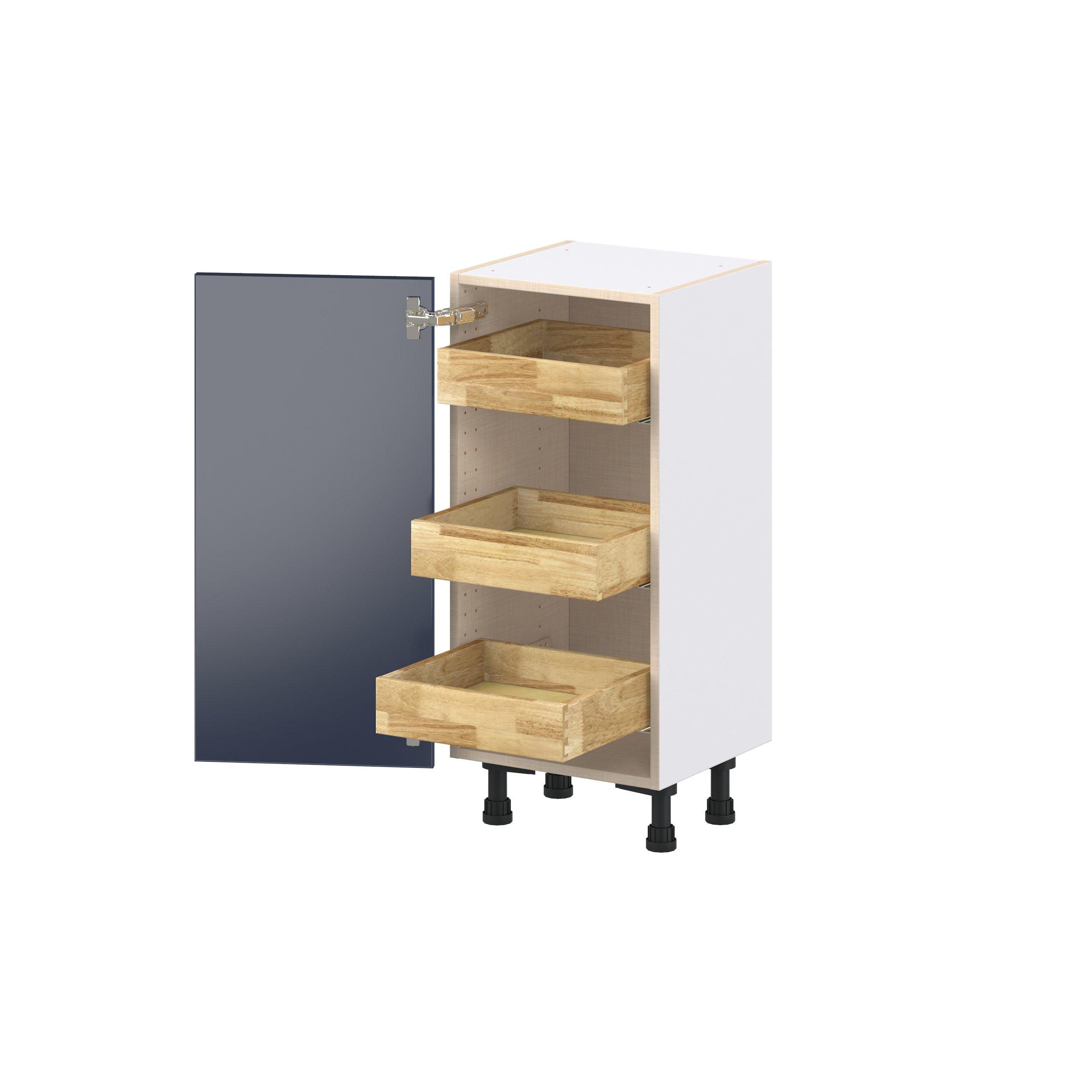 Peachtree 15 in. Painted Midnight Blue Shallow Base Cabinet with Inner Pull-Out Drawer