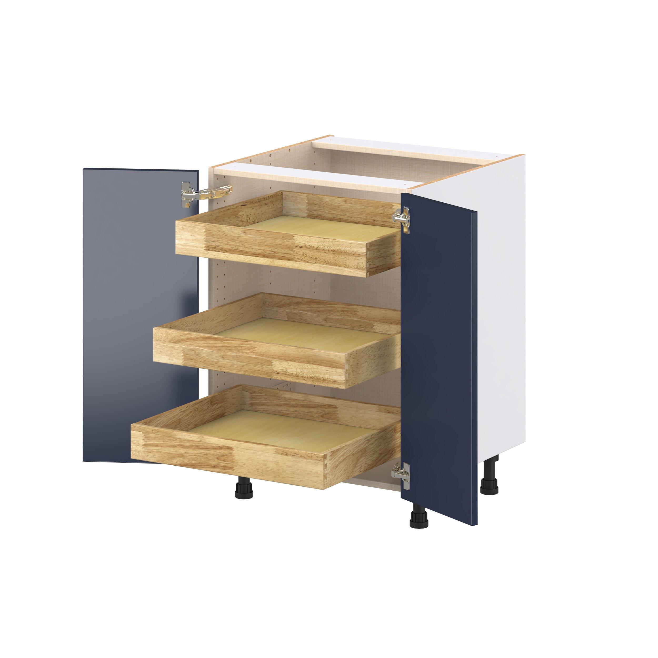 Peachtree 24 in. Painted Midnight Blue Shallow Base Cabinet with Inner Pull-Out Drawer