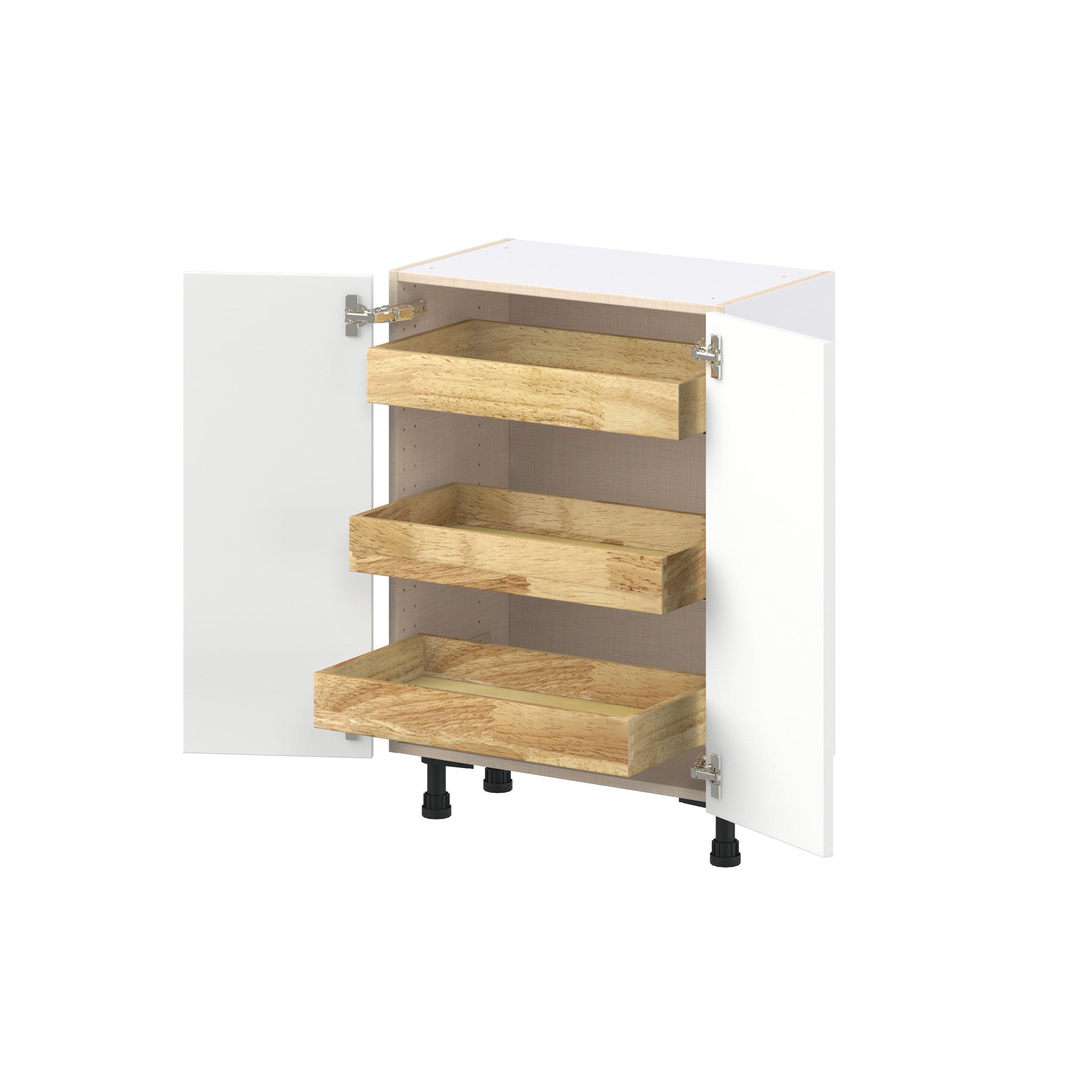 Peachtree 24 in. Painted Bright White Shallow Base Cabinet with Inner Pull-Out Drawer