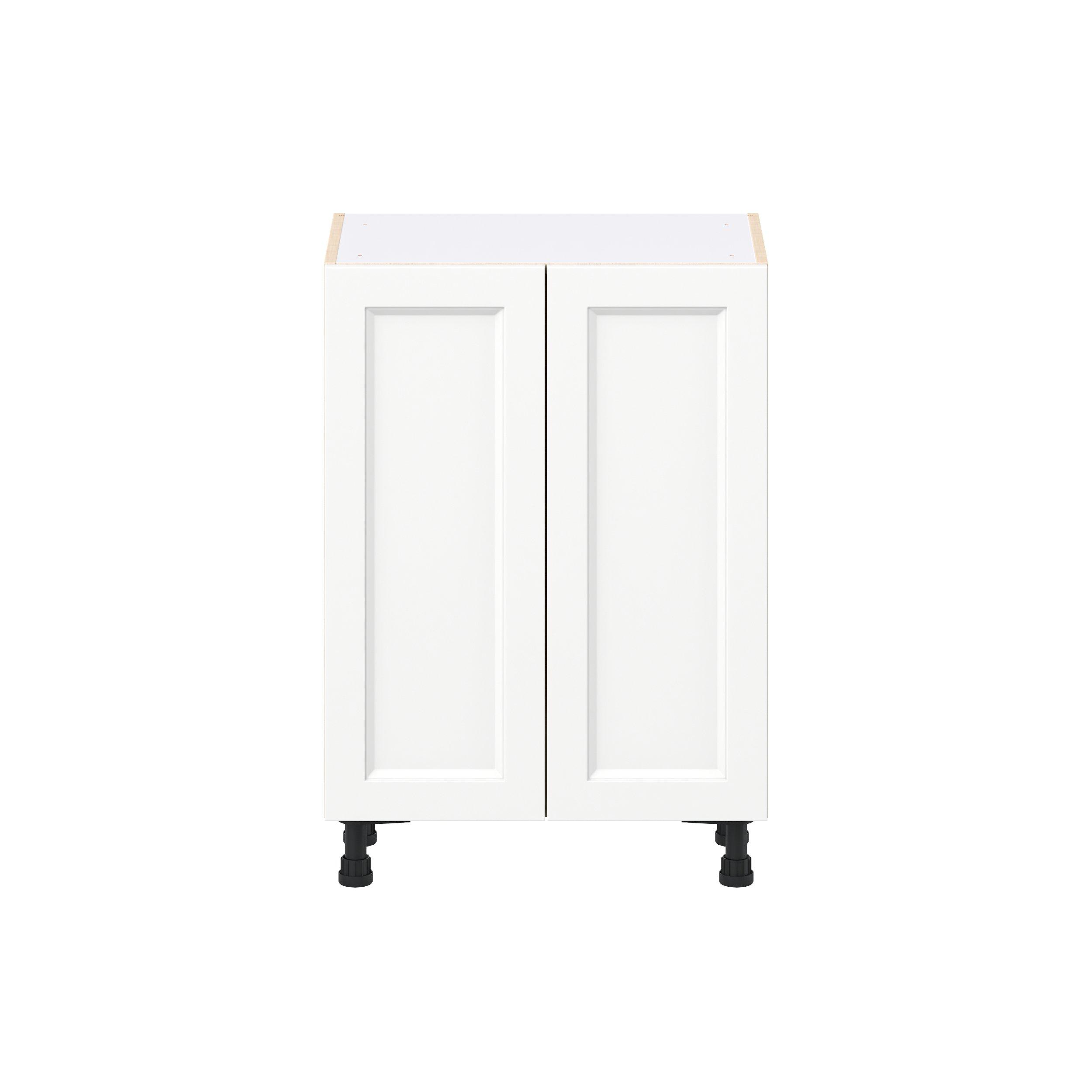 Peachtree 24 in. Painted Bright White Shallow Base Cabinet with Inner Pull-Out Drawer