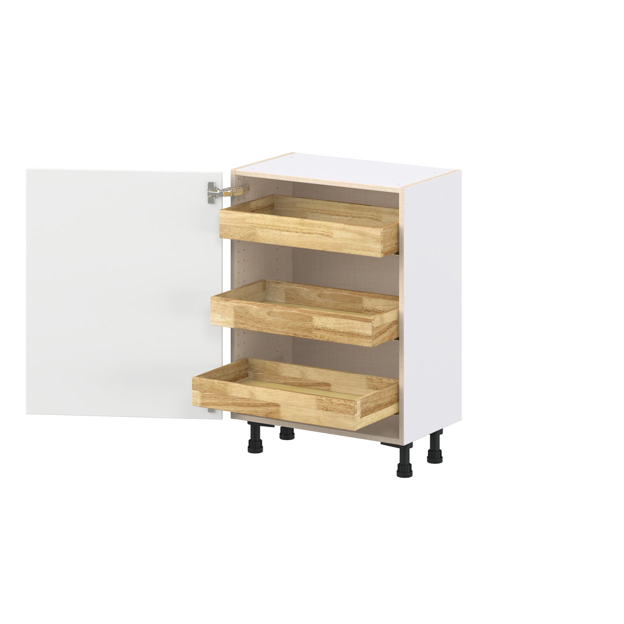 Peachtree 24 in. Painted Bright White Shallow Base Cabinet with Inner Pull-Out Drawer