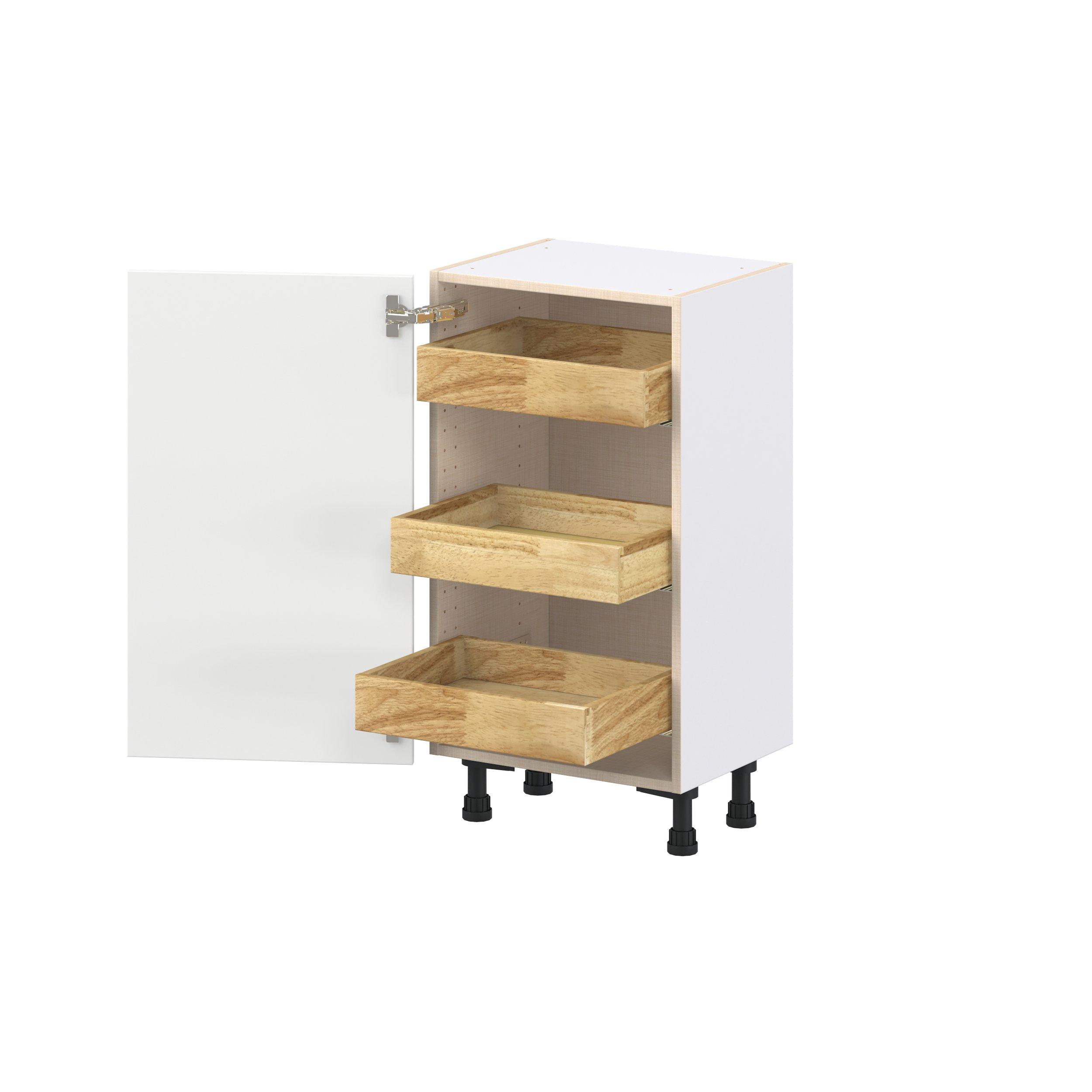 Peachtree 18 in. Painted Bright White Shallow Base Cabinet with Inner Pull-Out Drawer