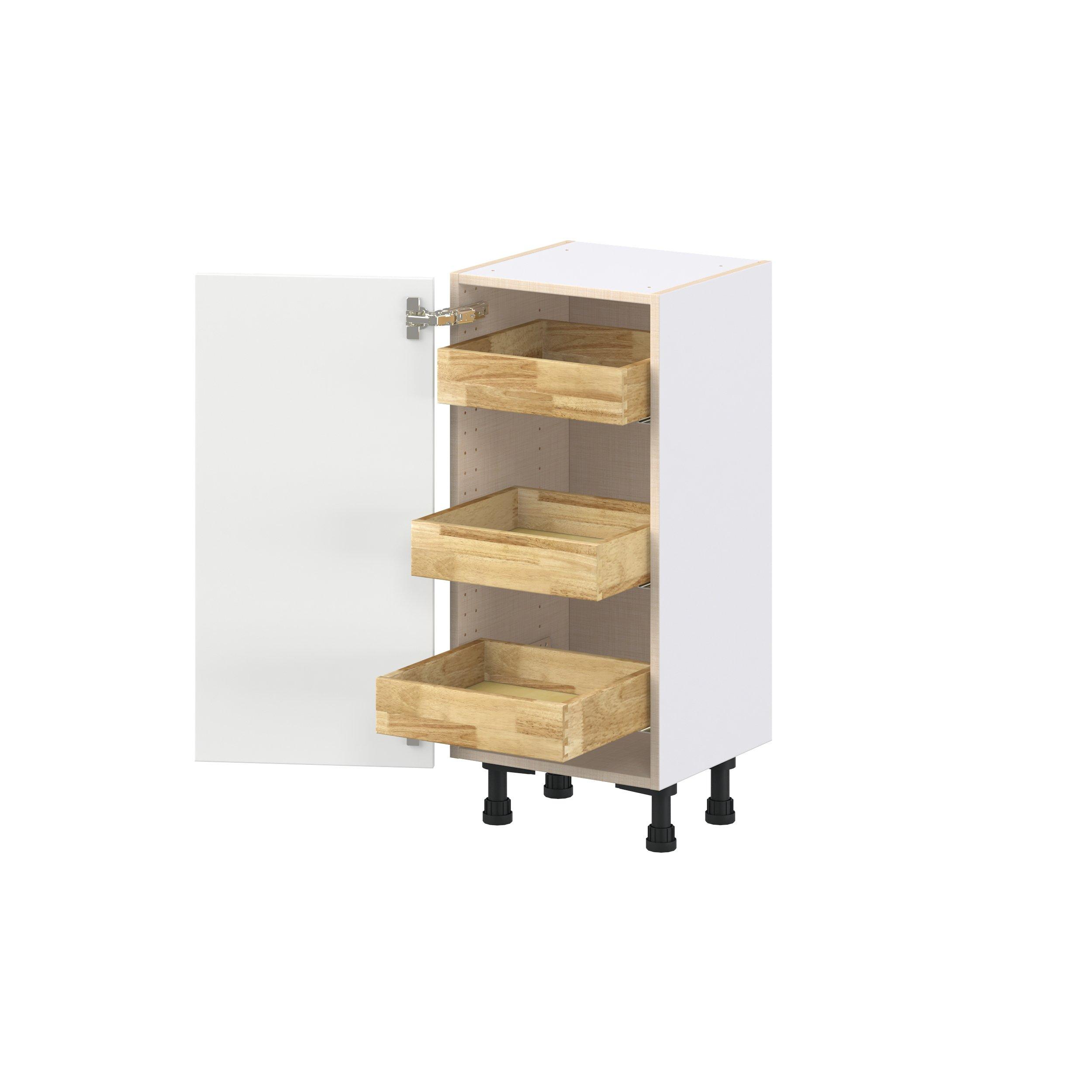 Peachtree 15 in. Painted Bright White Shallow Base Cabinet with Inner Pull-Out Drawer
