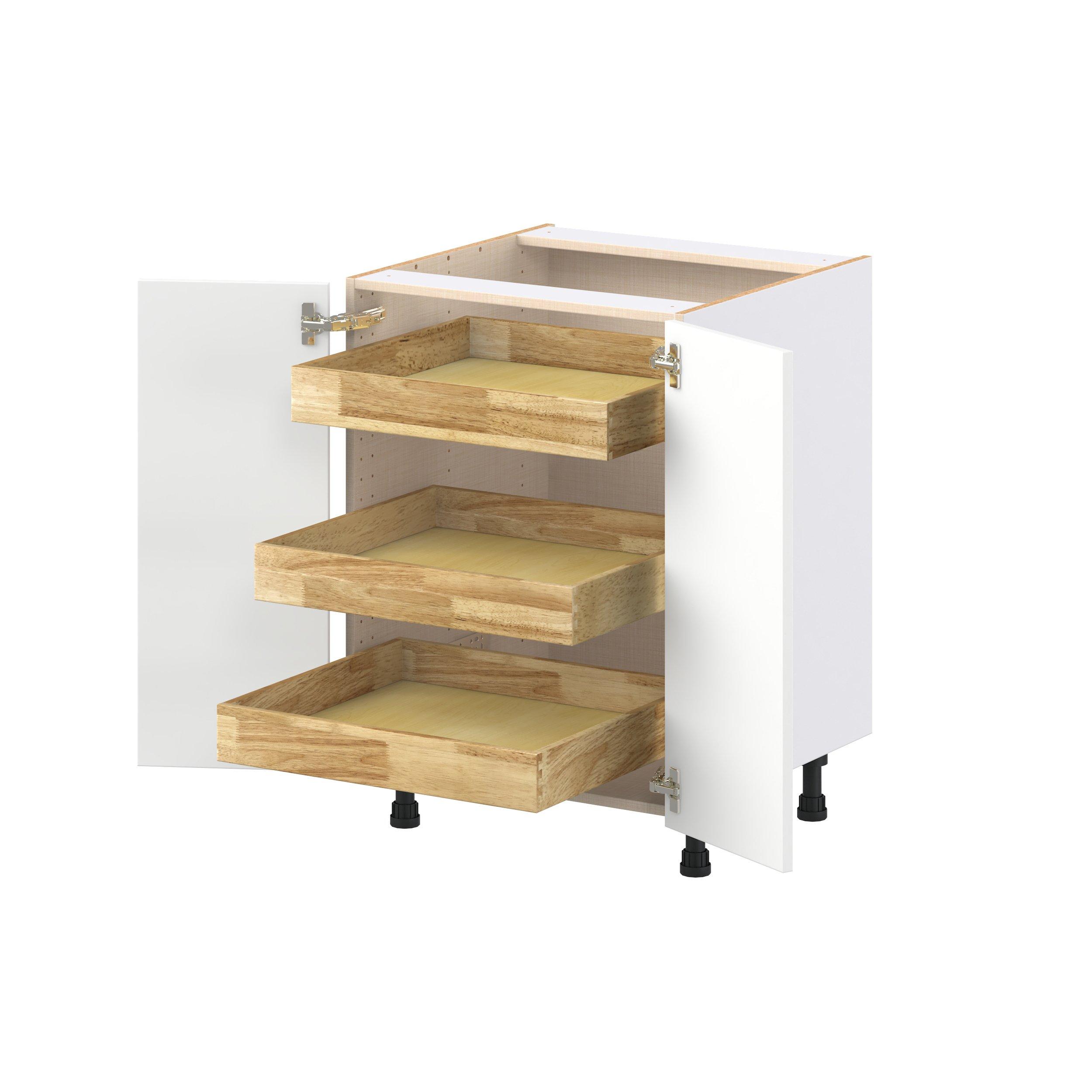 Peachtree 24 in. Painted Bright White Shallow Base Cabinet with Inner Pull-Out Drawer