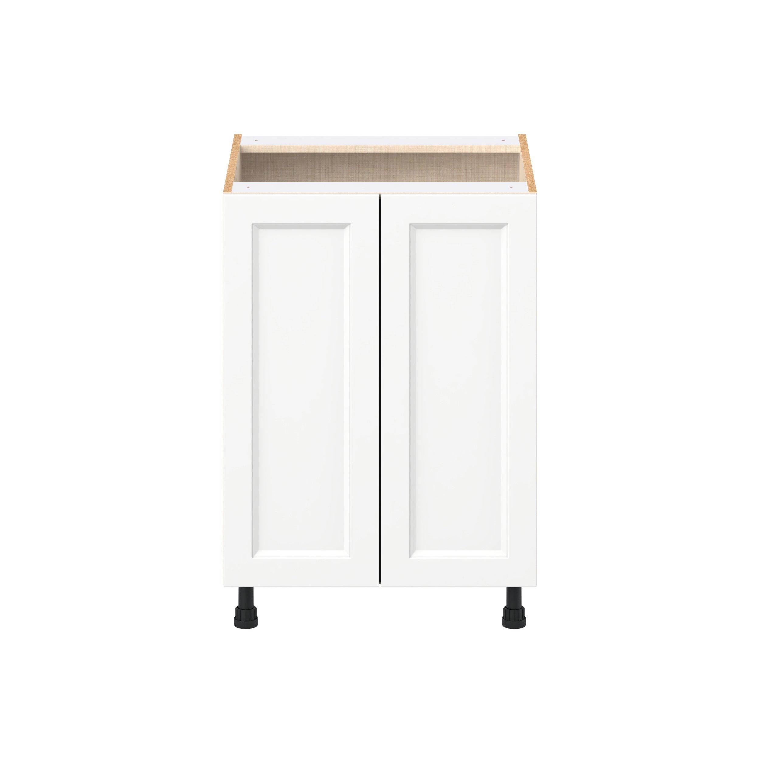 Peachtree 24 in. Painted Bright White Shallow Base Cabinet with Inner Pull-Out Drawer