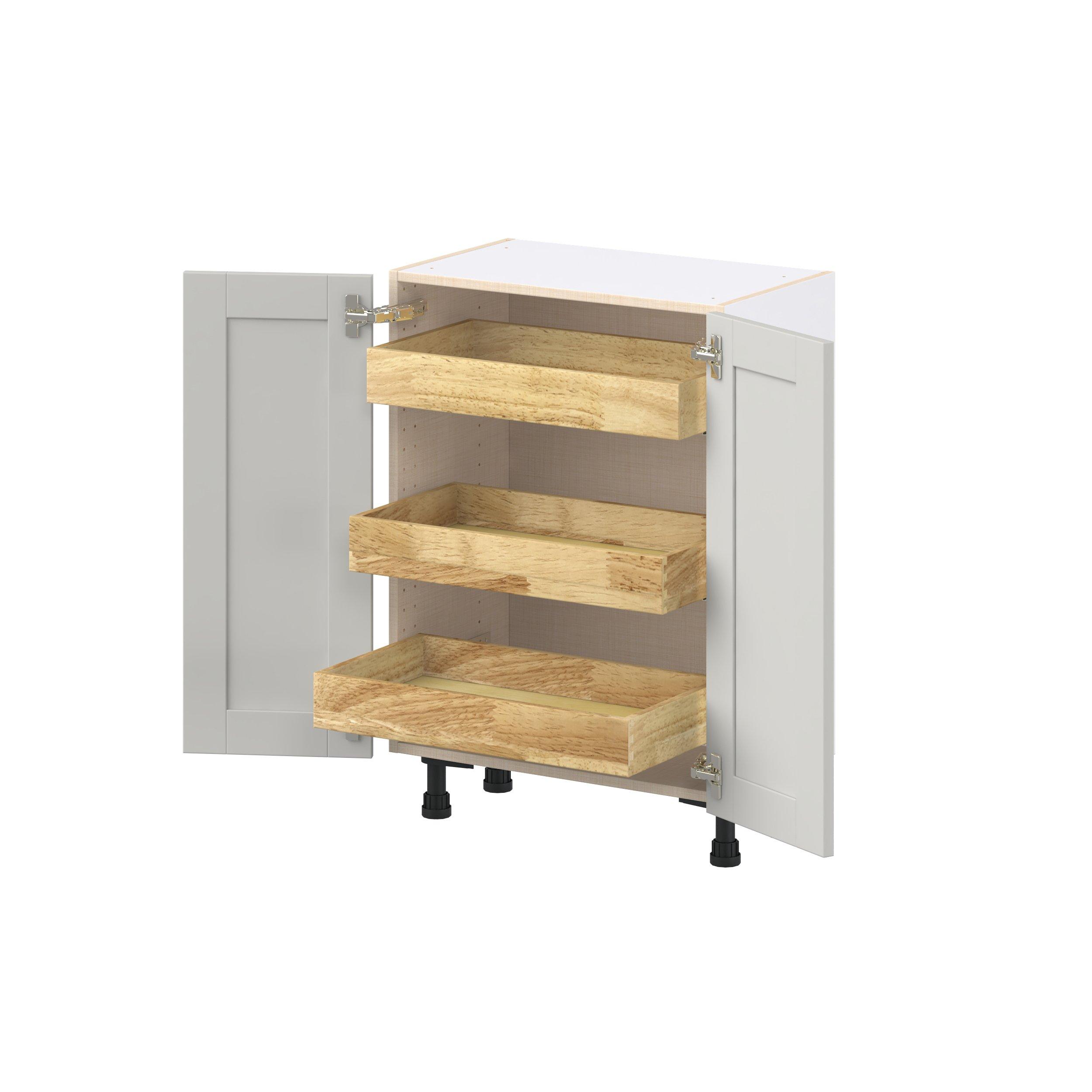 Summerhill 24 in. Light Gray Shallow Base Cabinet with Inner Pull-Out Drawer