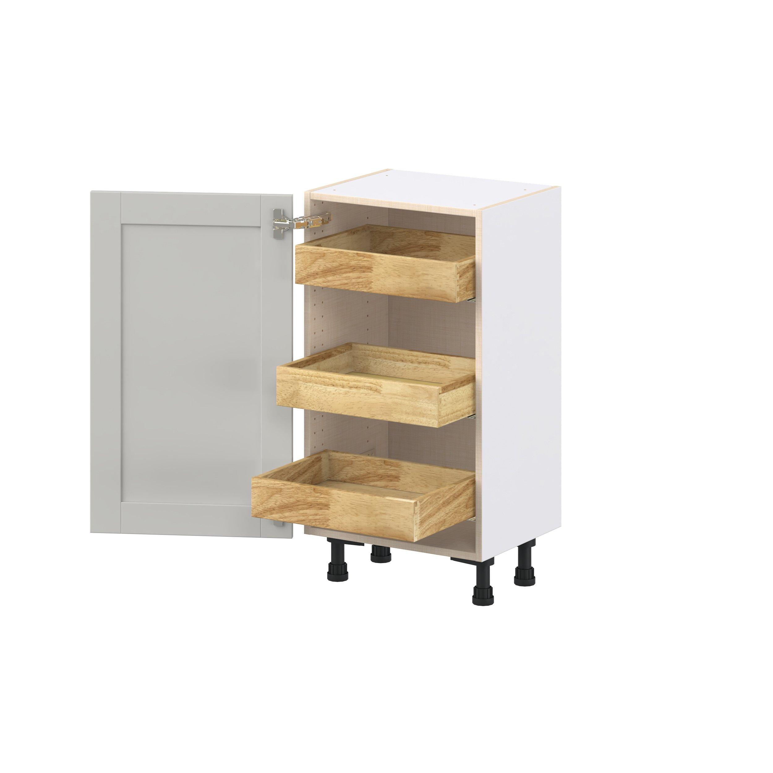 Summerhill 18 in. Light Gray Shallow Base Cabinet with Inner Pull-Out Drawer