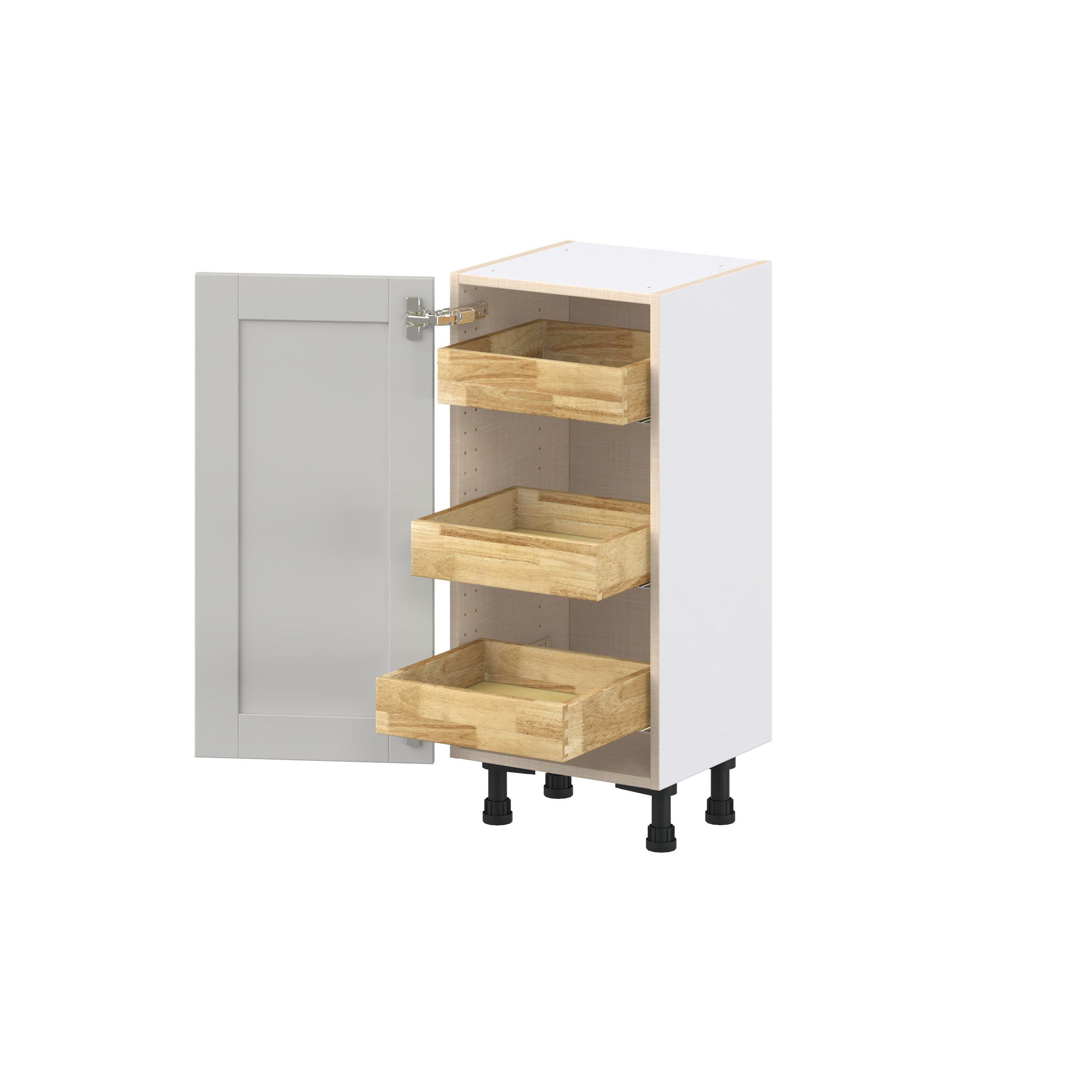 Summerhill 15 in. Light Gray Shallow Base Cabinet with Inner Pull-Out Drawer