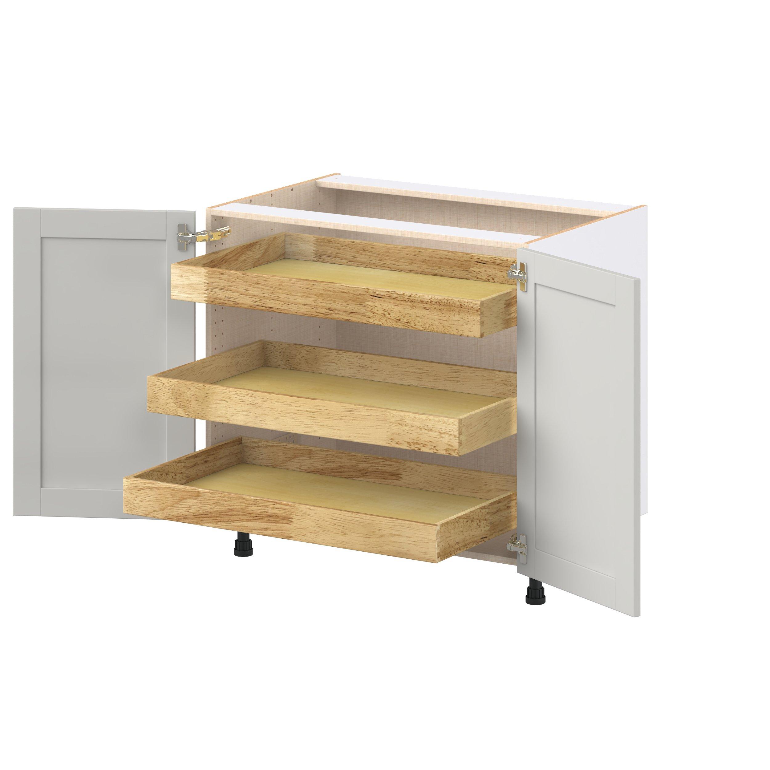 Summerhill 36 in. Light Gray Base Cabinet with Inner Pull-Out Drawer