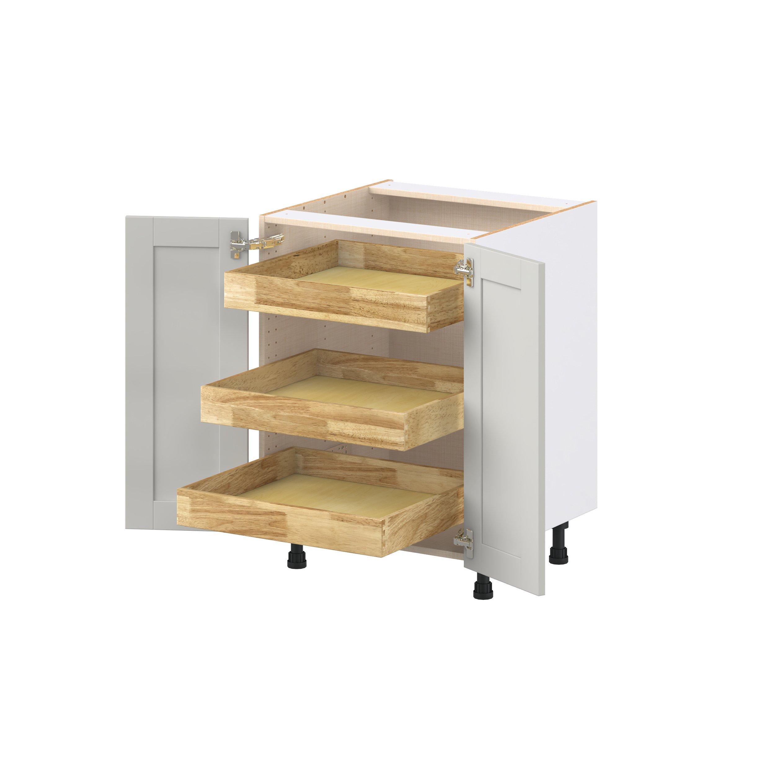 Summerhill 24 in. Light Gray Shallow Base Cabinet with Inner Pull-Out Drawer