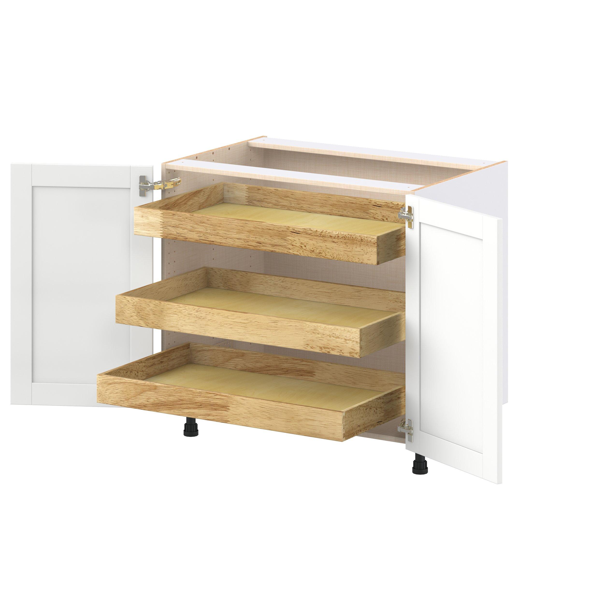 Summerhill 36 in. Bright White Base Cabinet with Inner Pull-Out Drawer