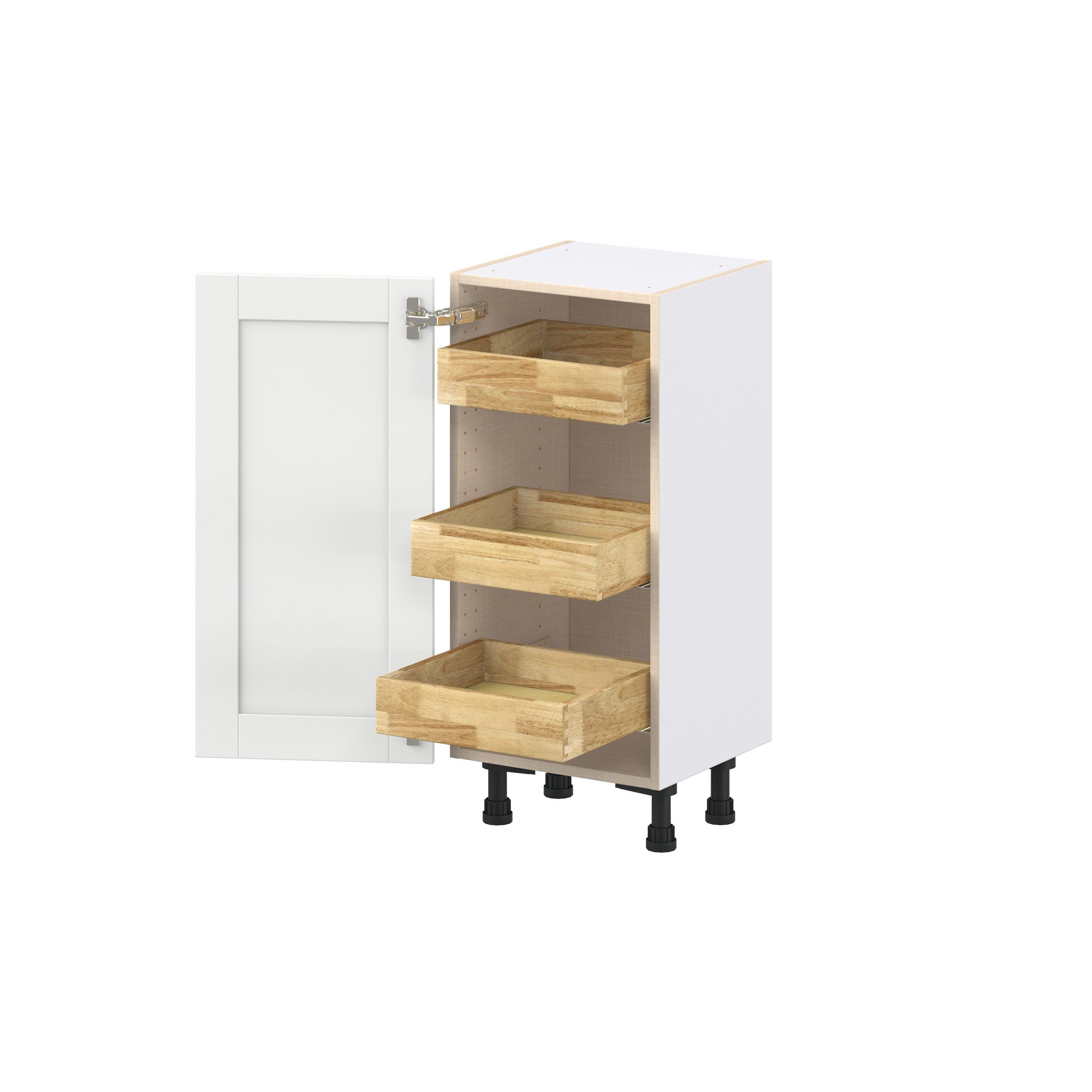 Summerhill 15 in. Bright White Shallow Base Cabinet with Inner Pull-Out Drawer