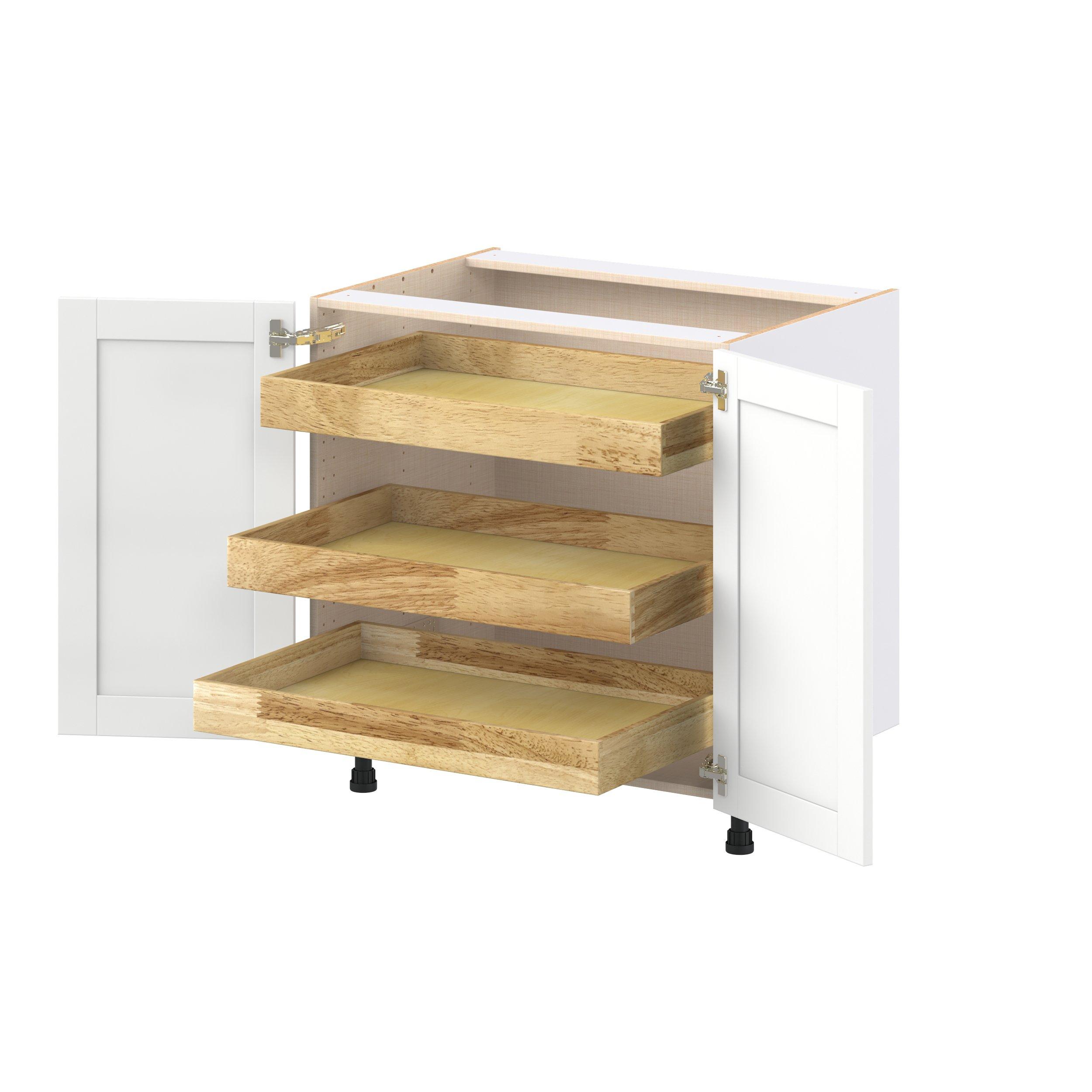 Summerhill 33 in. Bright White Base Cabinet with Inner Pull-Out Drawer