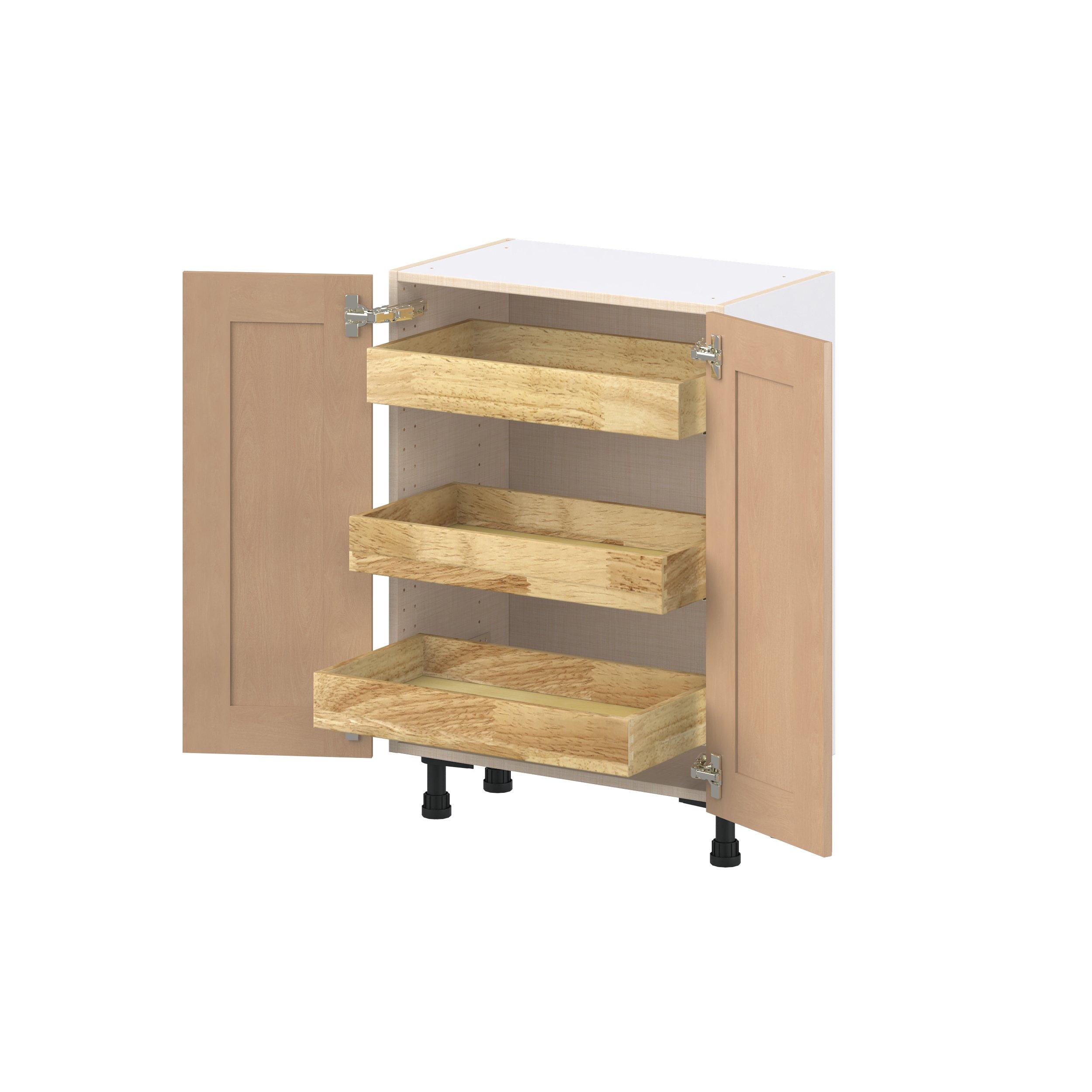 Sugarhill 24 in. Stained Sugar Cookie Shallow Base Cabinet with Inner Pull-Out Drawer