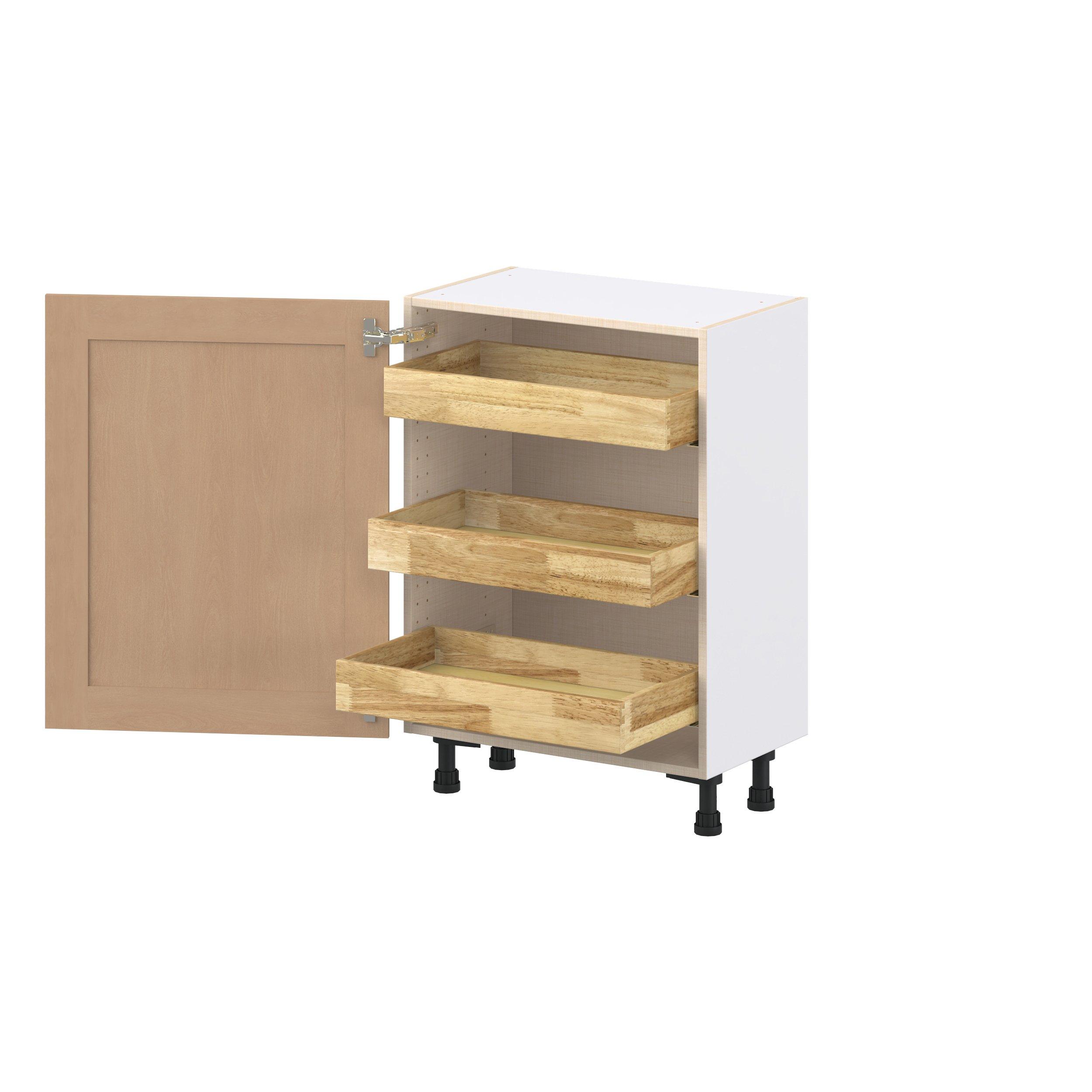 Sugarhill 24 in. Stained Sugar Cookie Shallow Base Cabinet with Inner Pull-Out Drawer