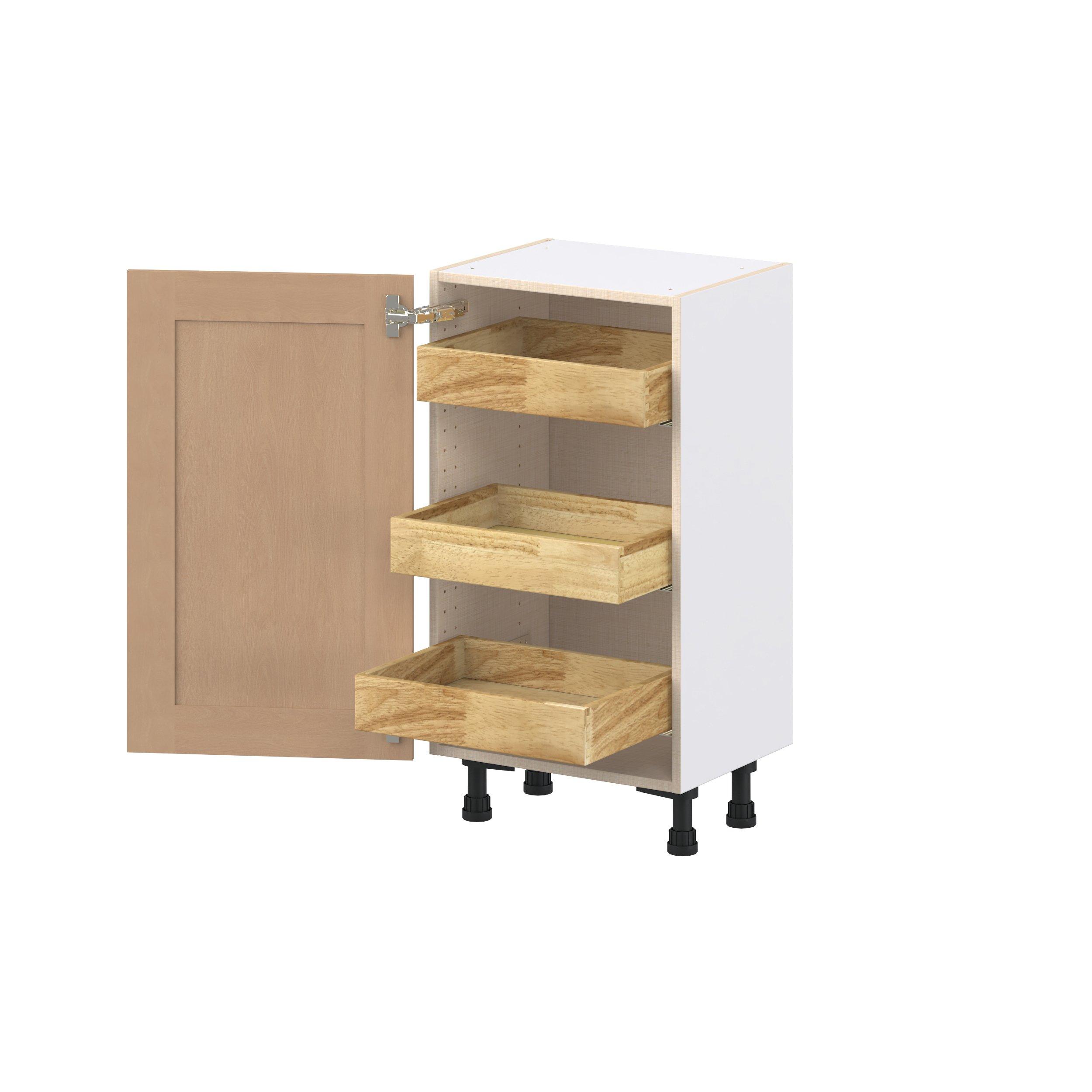 Sugarhill 18 in. Stained Sugar Cookie Shallow Base Cabinet with Inner Pull-Out Drawer
