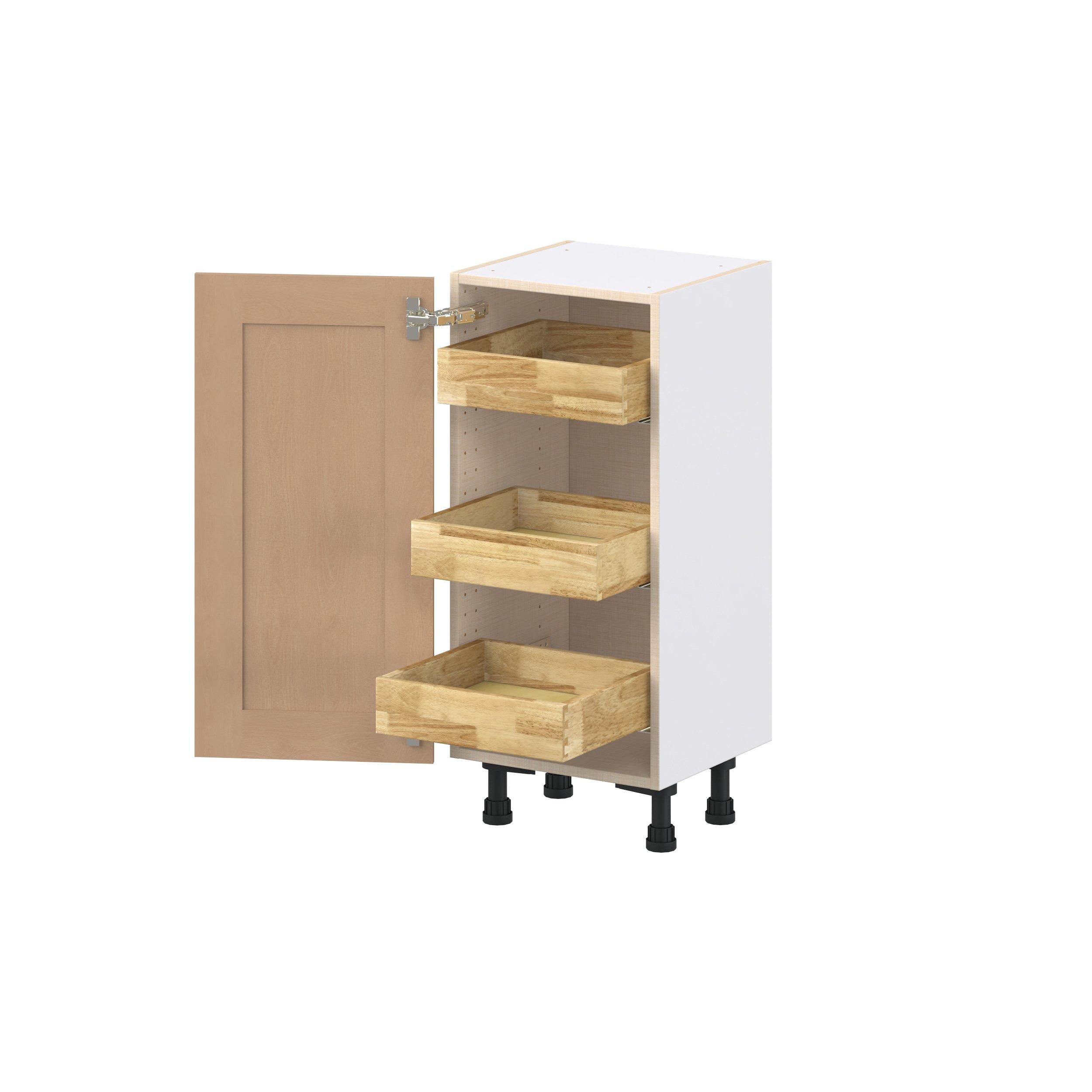 Sugarhill 15 in. Stained Sugar Cookie Shallow Base Cabinet with Inner Pull-Out Drawer