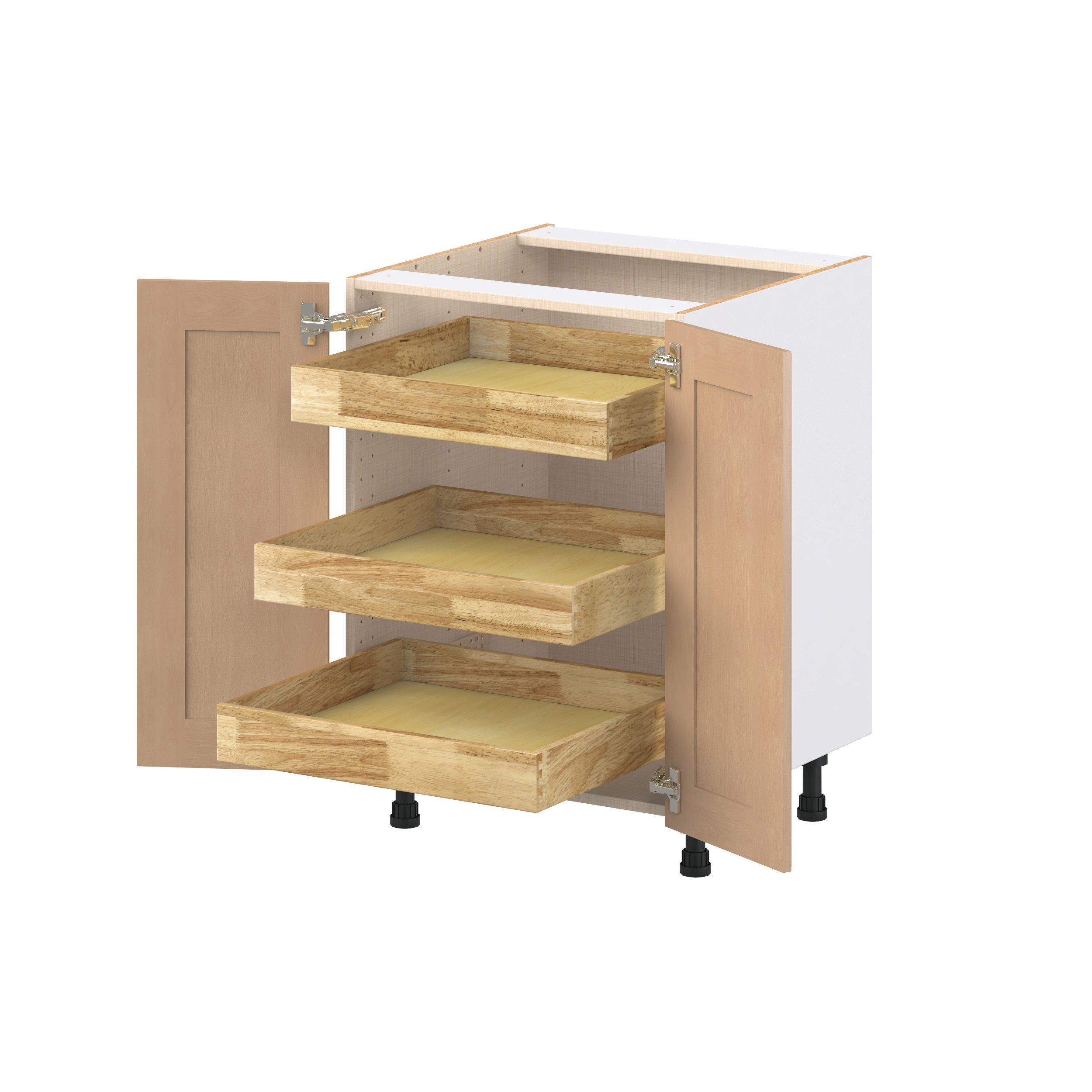 Sugarhill 24 in. Stained Sugar Cookie Shallow Base Cabinet with Inner Pull-Out Drawer