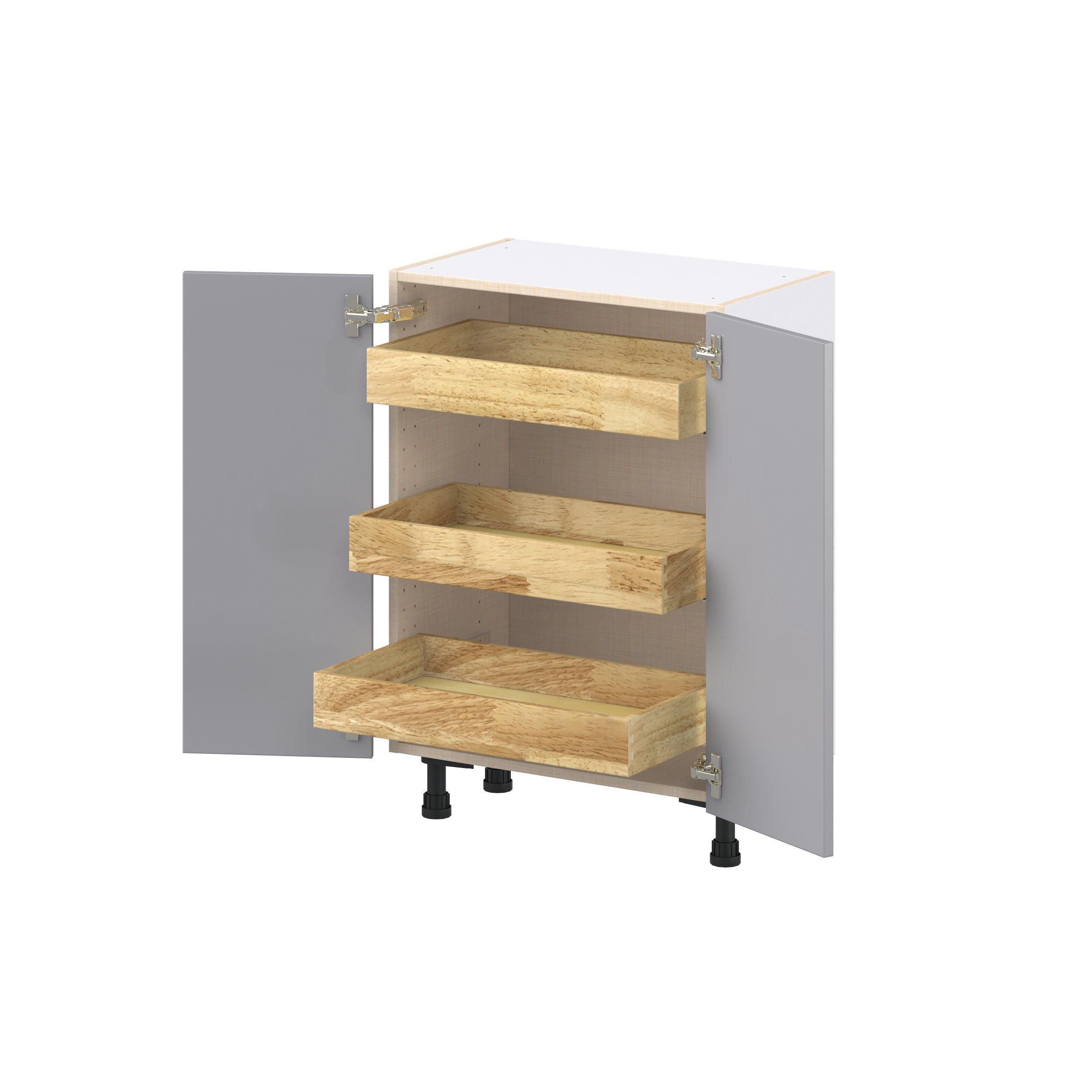 Candler 24 in. Painted Slate Gray Shallow Base Cabinet with Inner Pull-Out Drawer