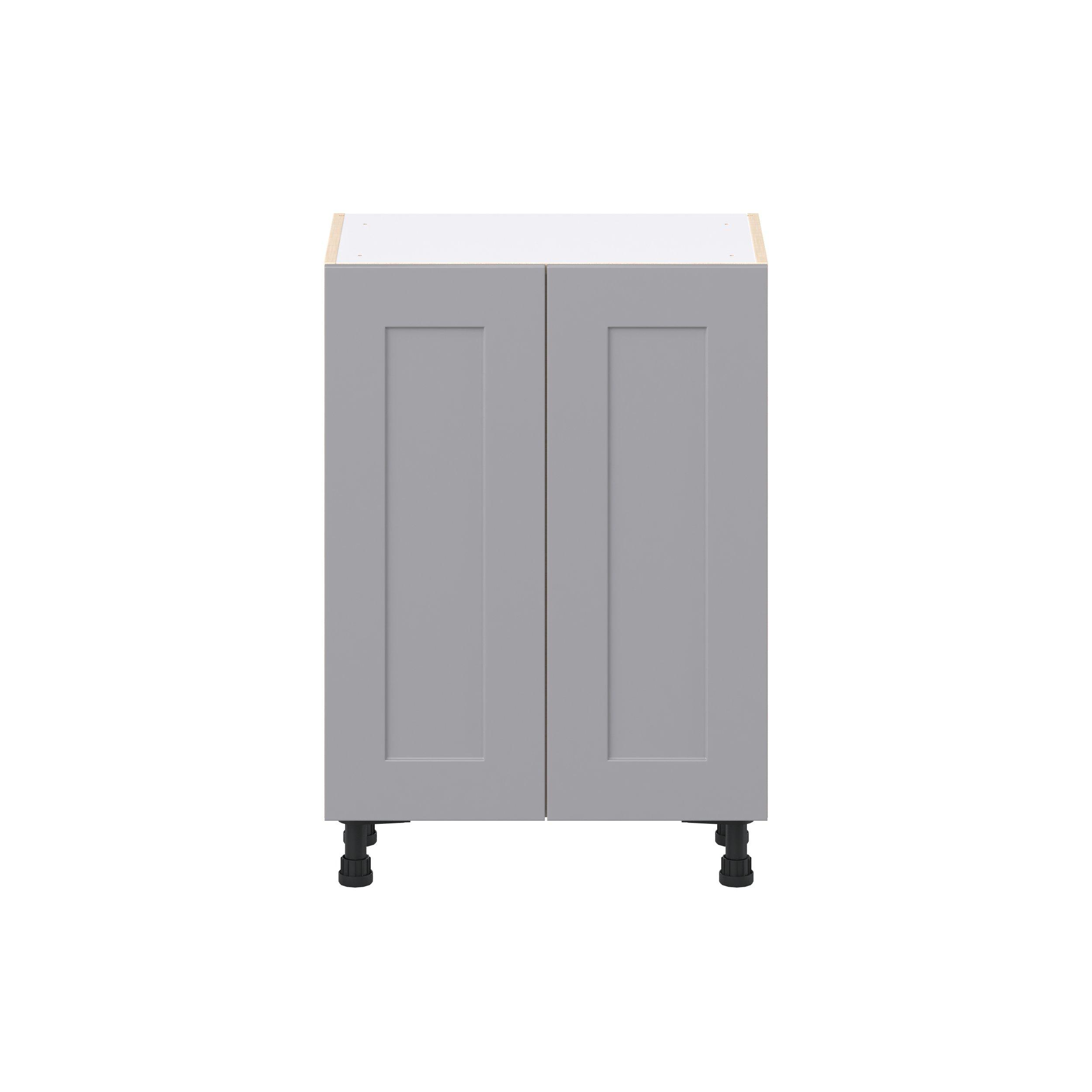 Candler 24 in. Painted Slate Gray Shallow Base Cabinet with Inner Pull-Out Drawer