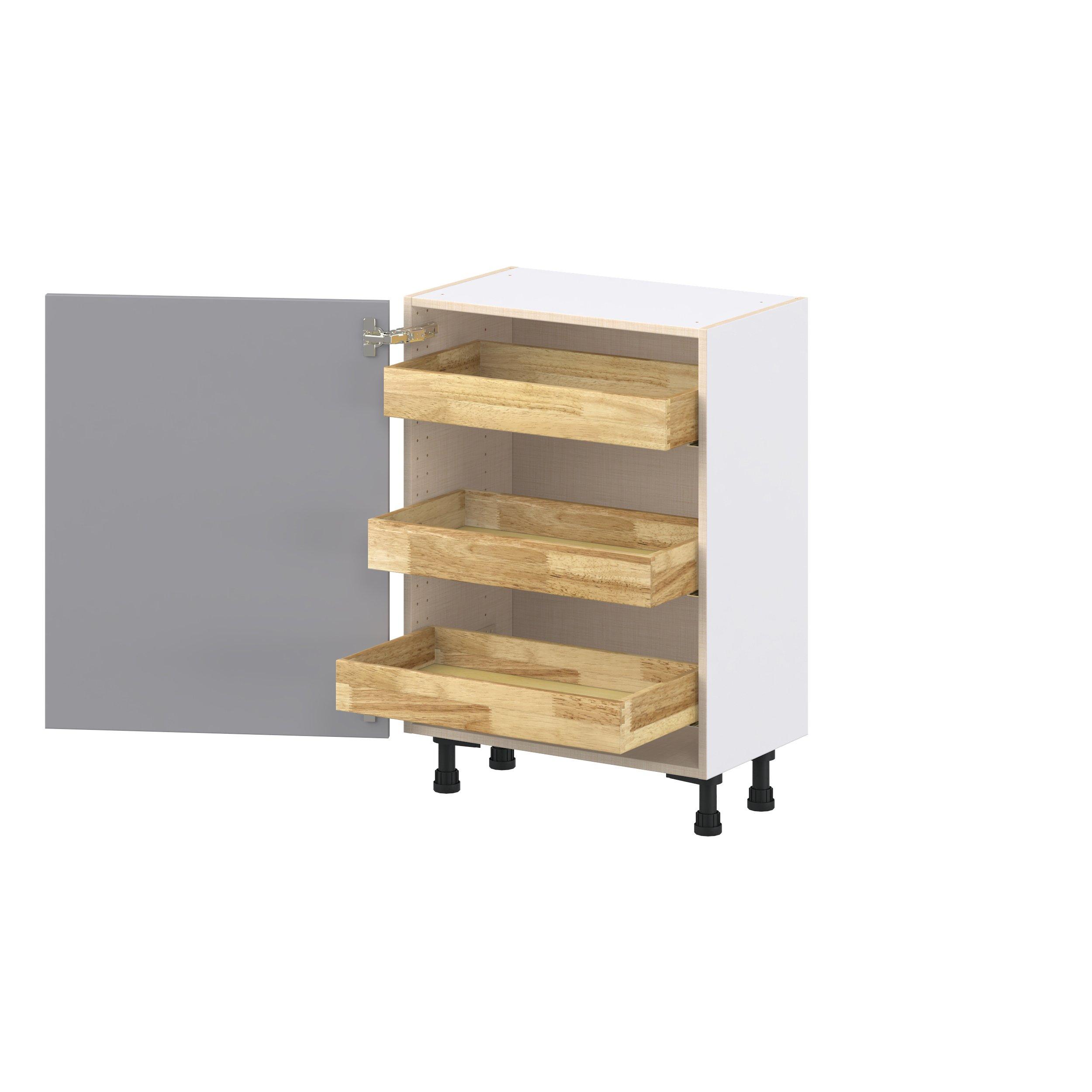 Candler 18 in. Painted Slate Gray Shallow Base Cabinet with Inner Pull-Out Drawer