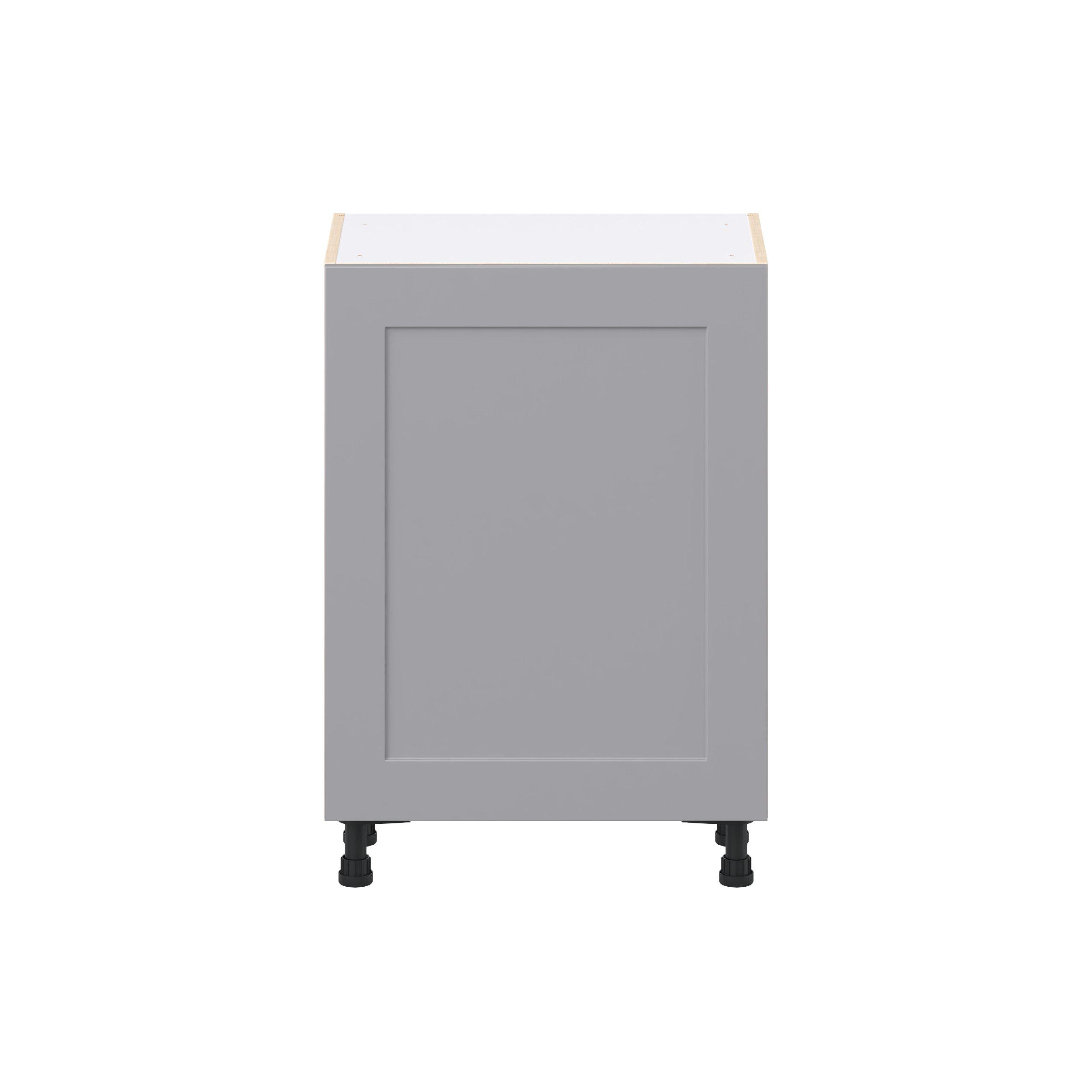 Candler 18 in. Painted Slate Gray Shallow Base Cabinet with Inner Pull-Out Drawer