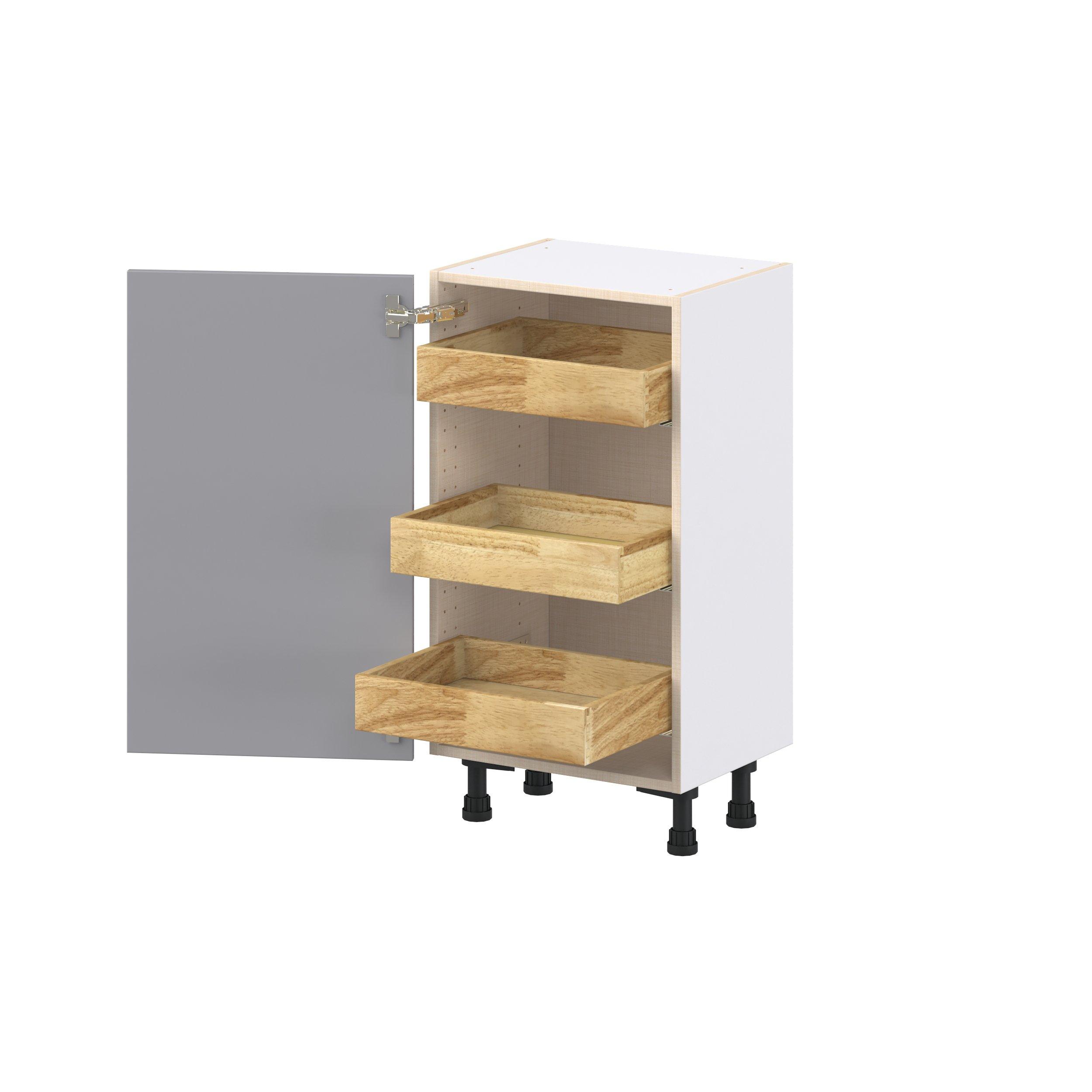 Candler 18 in. Painted Slate Gray Shallow Base Cabinet with Inner Pull-Out Drawer