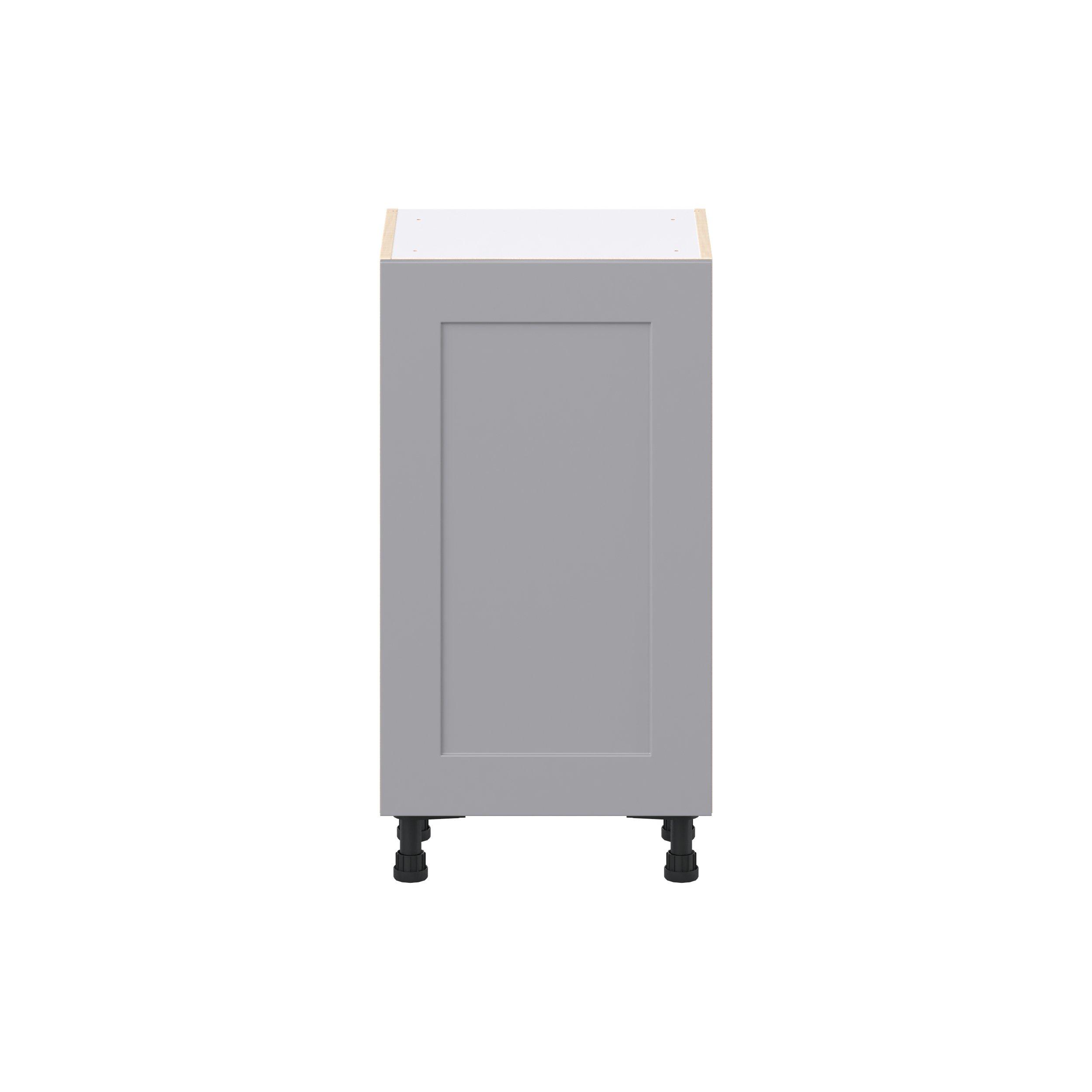 Candler 18 in. Painted Slate Gray Shallow Base Cabinet with Inner Pull-Out Drawer