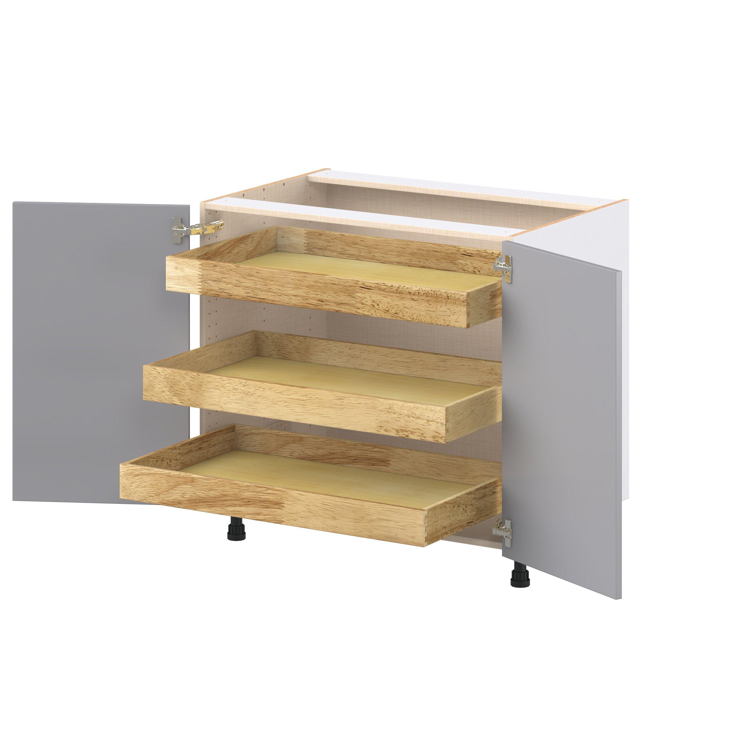 Candler 36 in. Painted Slate Gray Base Cabinet with Inner Pull-Out Drawer