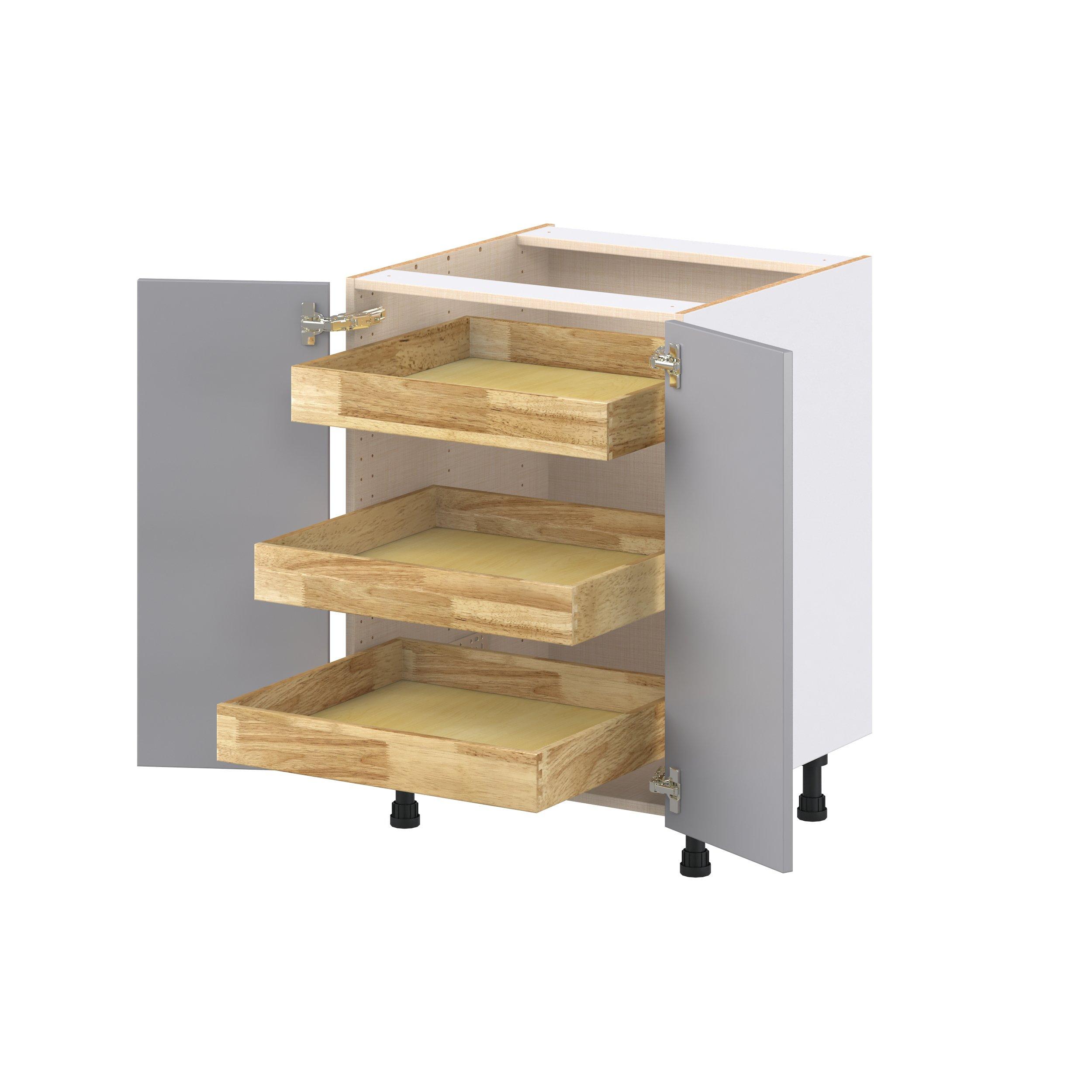 Candler 24 in. Painted Slate Gray Shallow Base Cabinet with Inner Pull-Out Drawer