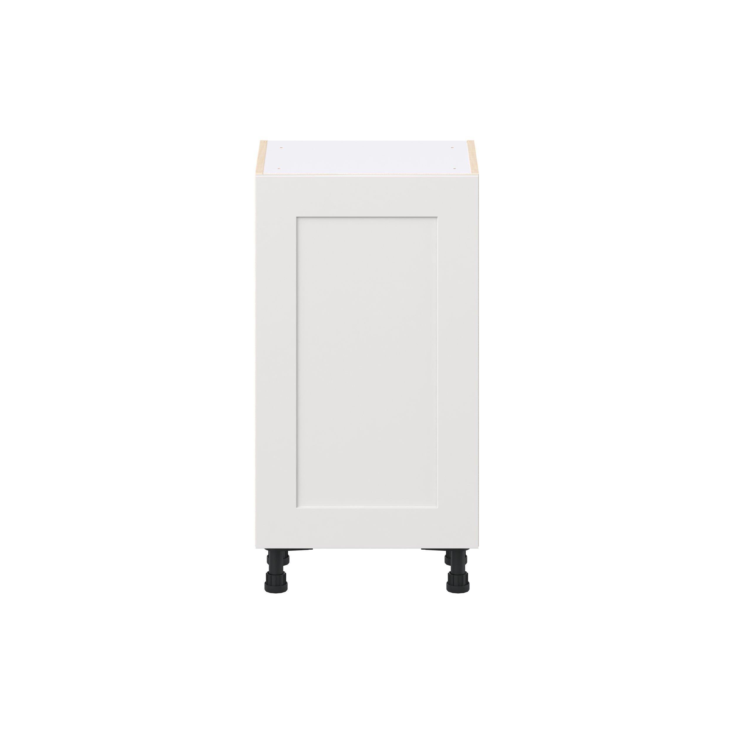 Candler 18 in. Painted Warm White Shallow Base Cabinet with Inner Pull-Out Drawer