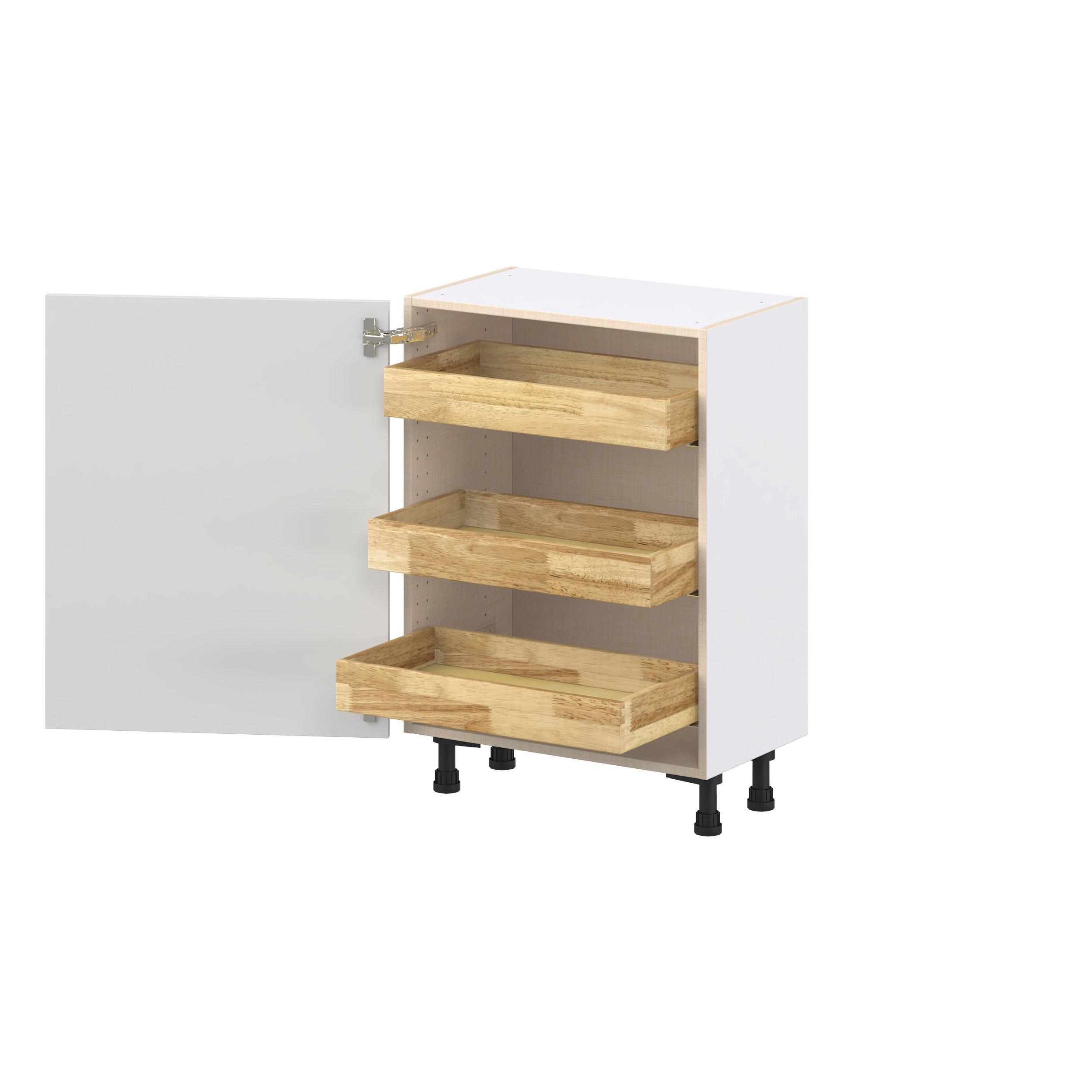 Candler 1 Door 3 Drawer Shallow Base Cabinet with Inner Pull-Out Drawer
