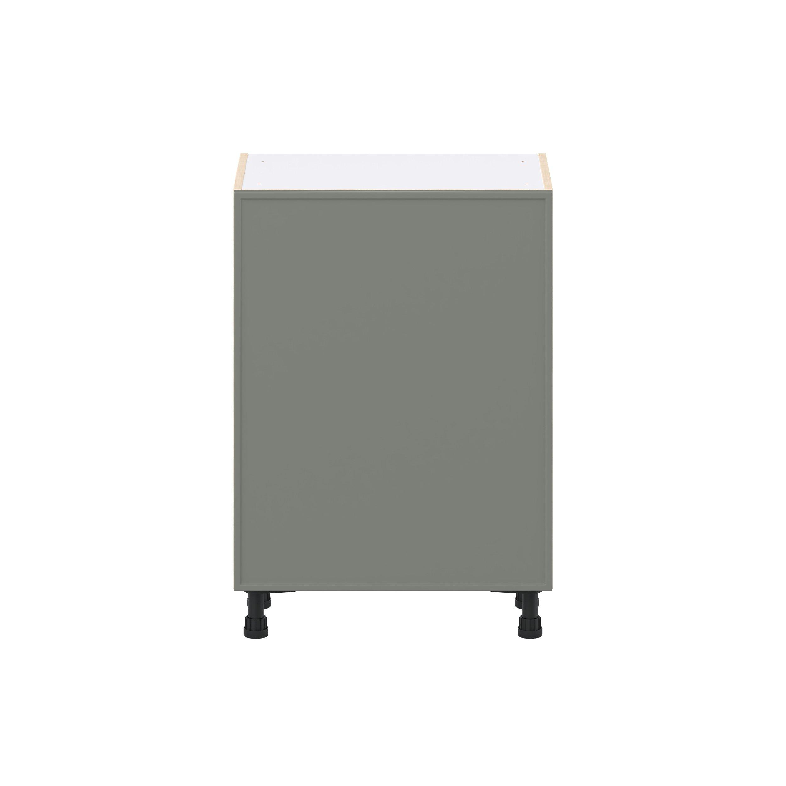 Linden 24 in. Painted Moss Green Shallow Base Cabinet with Inner Pull-Out Drawer