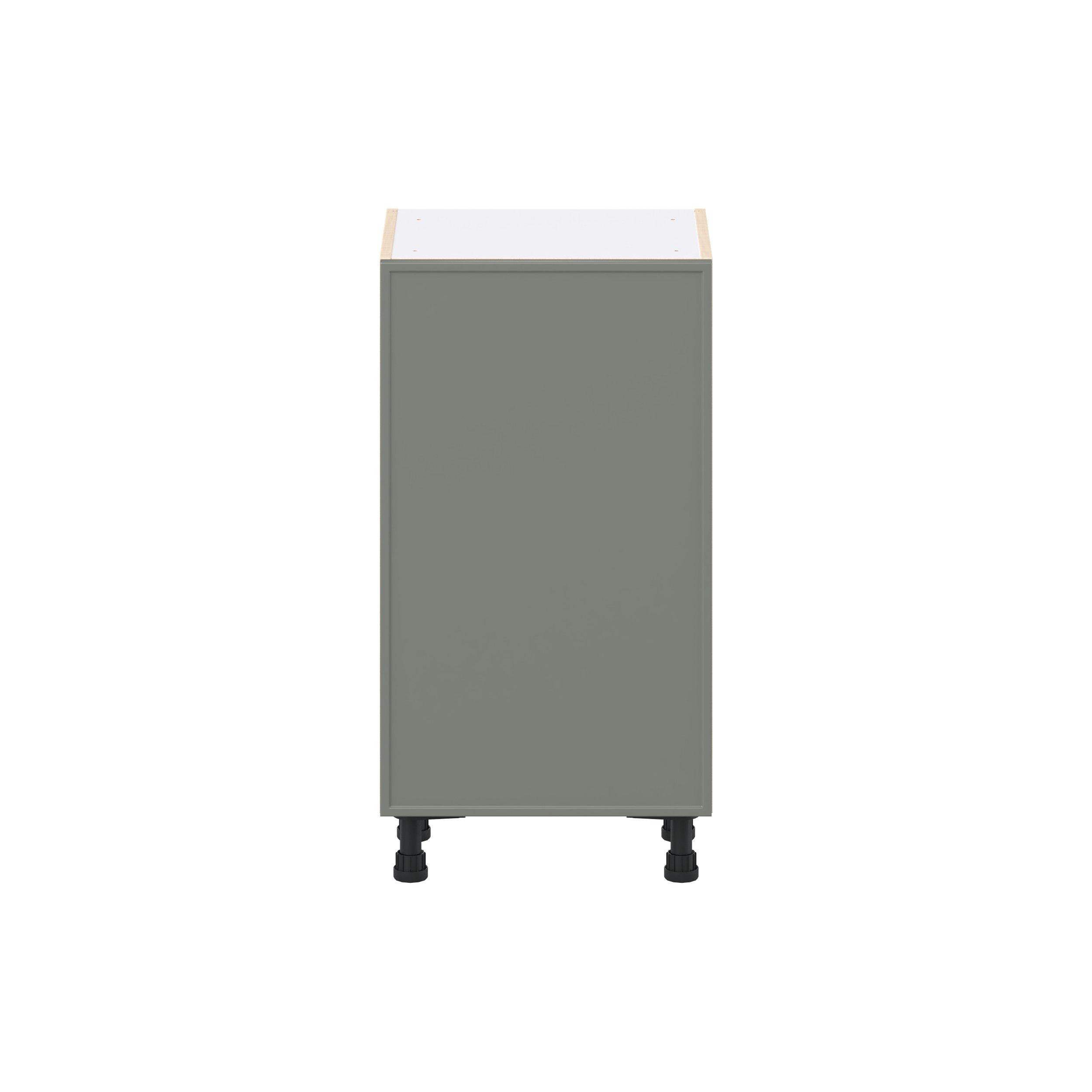 Linden 18 in. Painted Moss Green Shallow Base Cabinet with Inner Pull-Out Drawer