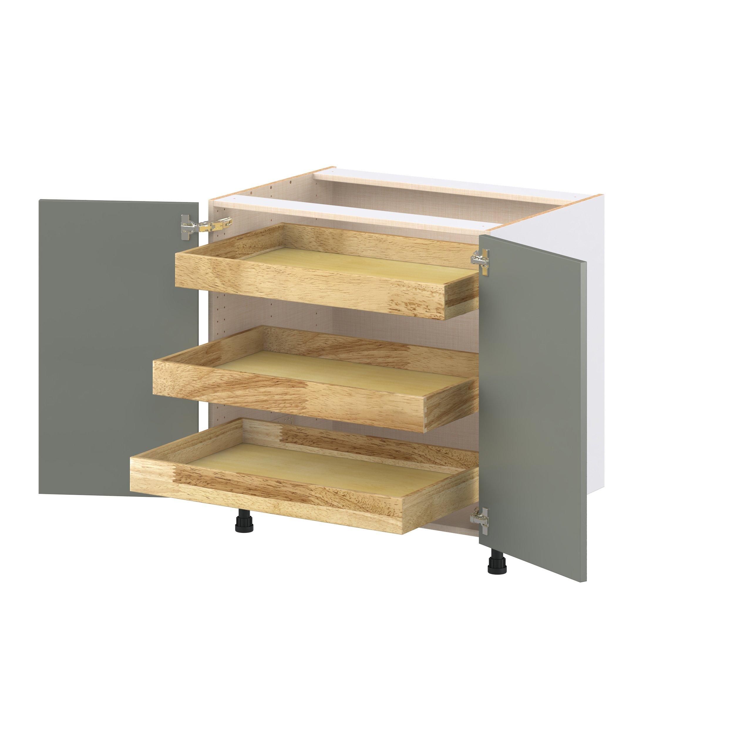 Linden 33 in. Painted Moss Green Base Cabinet with Inner Pull-Out Drawer