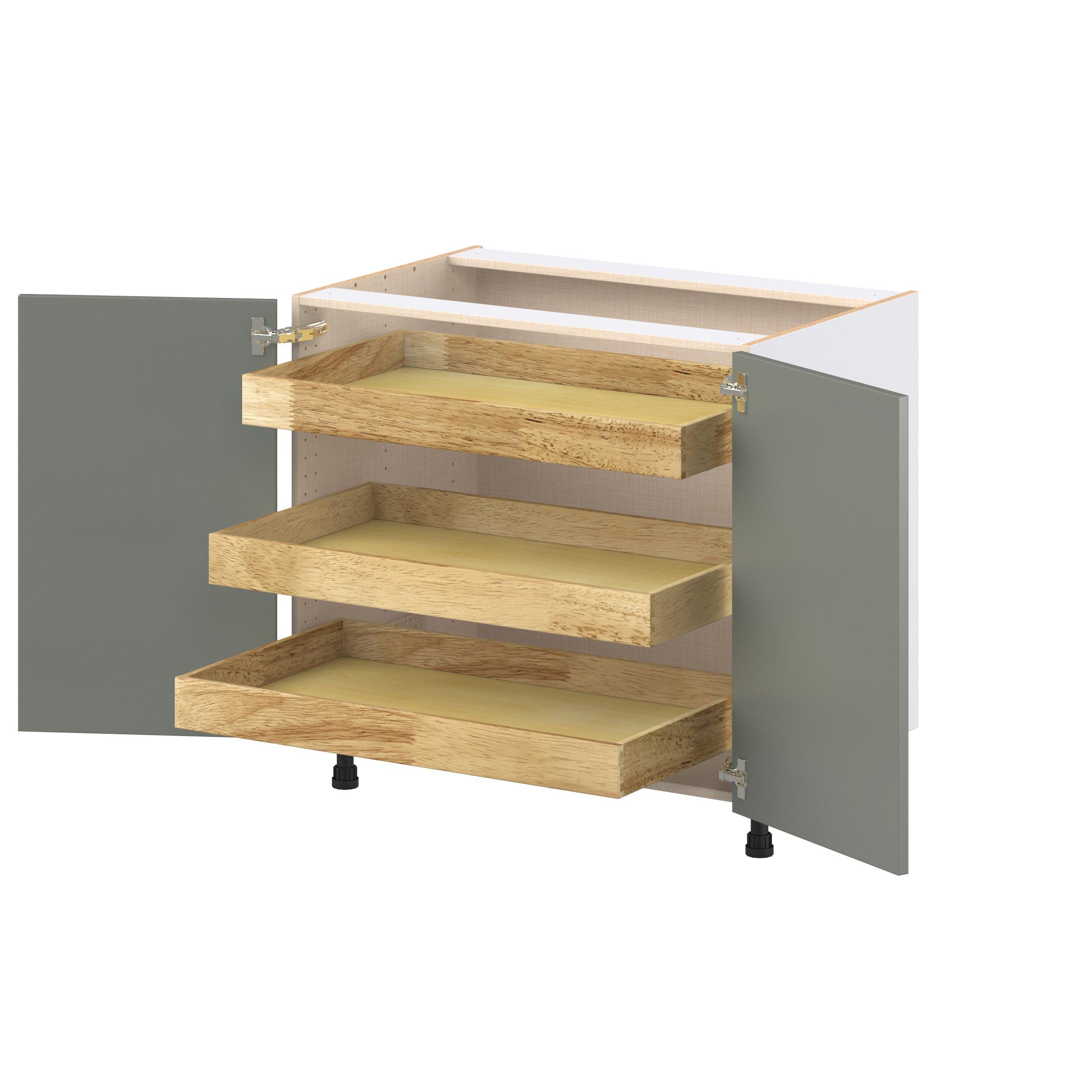 Linden 36 in. Painted Moss Green Base Cabinet with Inner Pull-Out Drawer