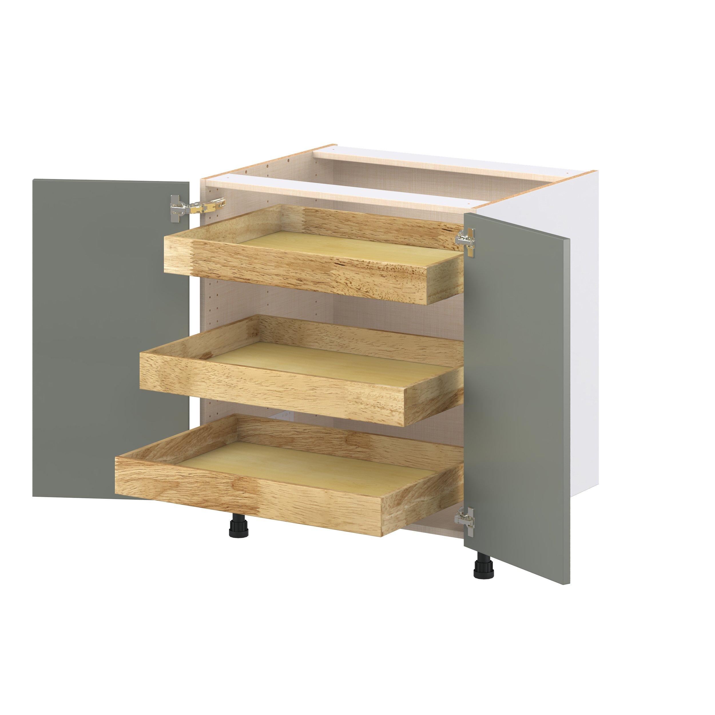 Linden 30 in. Painted Moss Green Base Cabinet with Inner Pull-Out Drawer