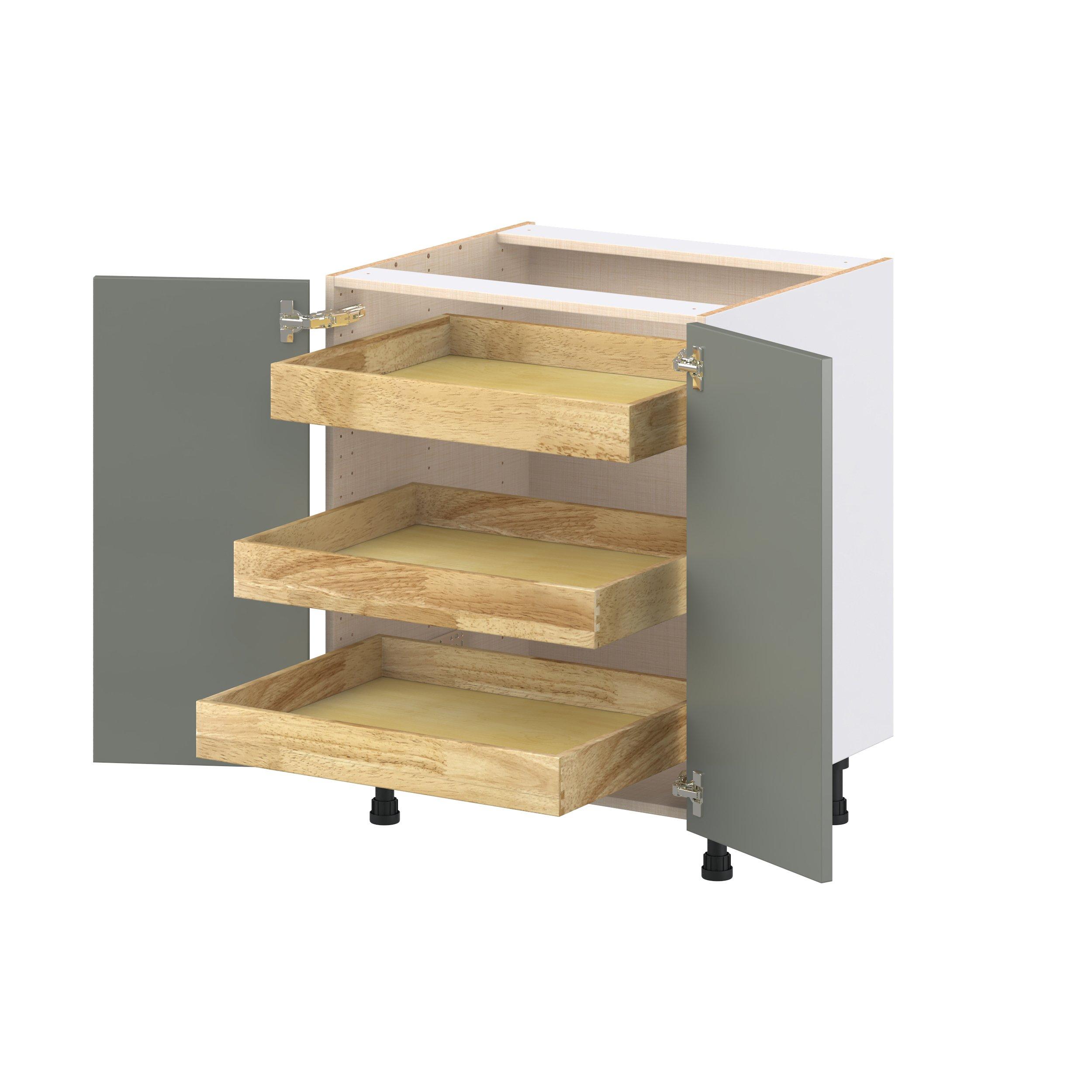 Linden 27 in. Painted Moss Green Base Cabinet with Inner Pull-Out Drawer