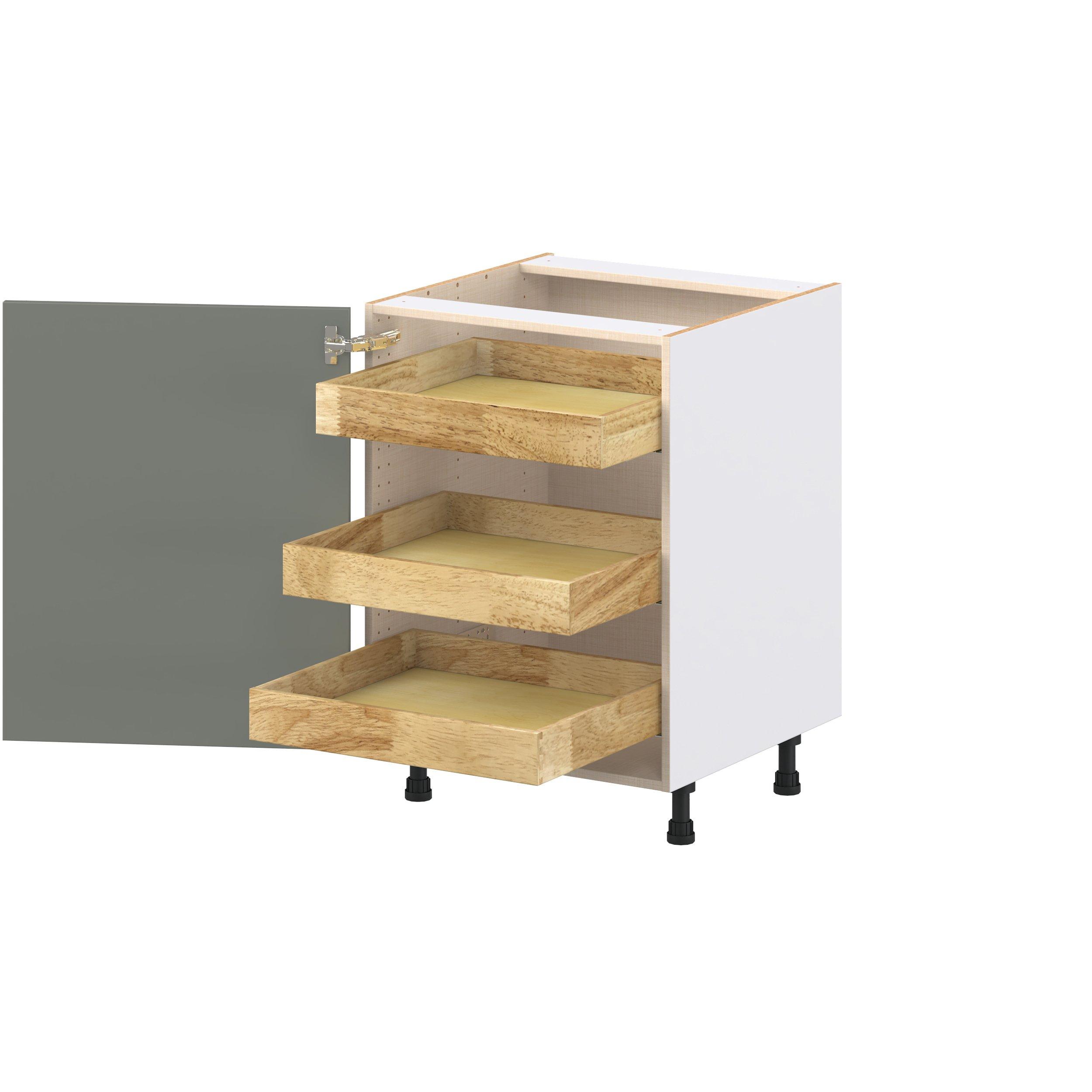 Linden 24 in. Painted Moss Green Base Cabinet with Inner Pull-Out Drawer