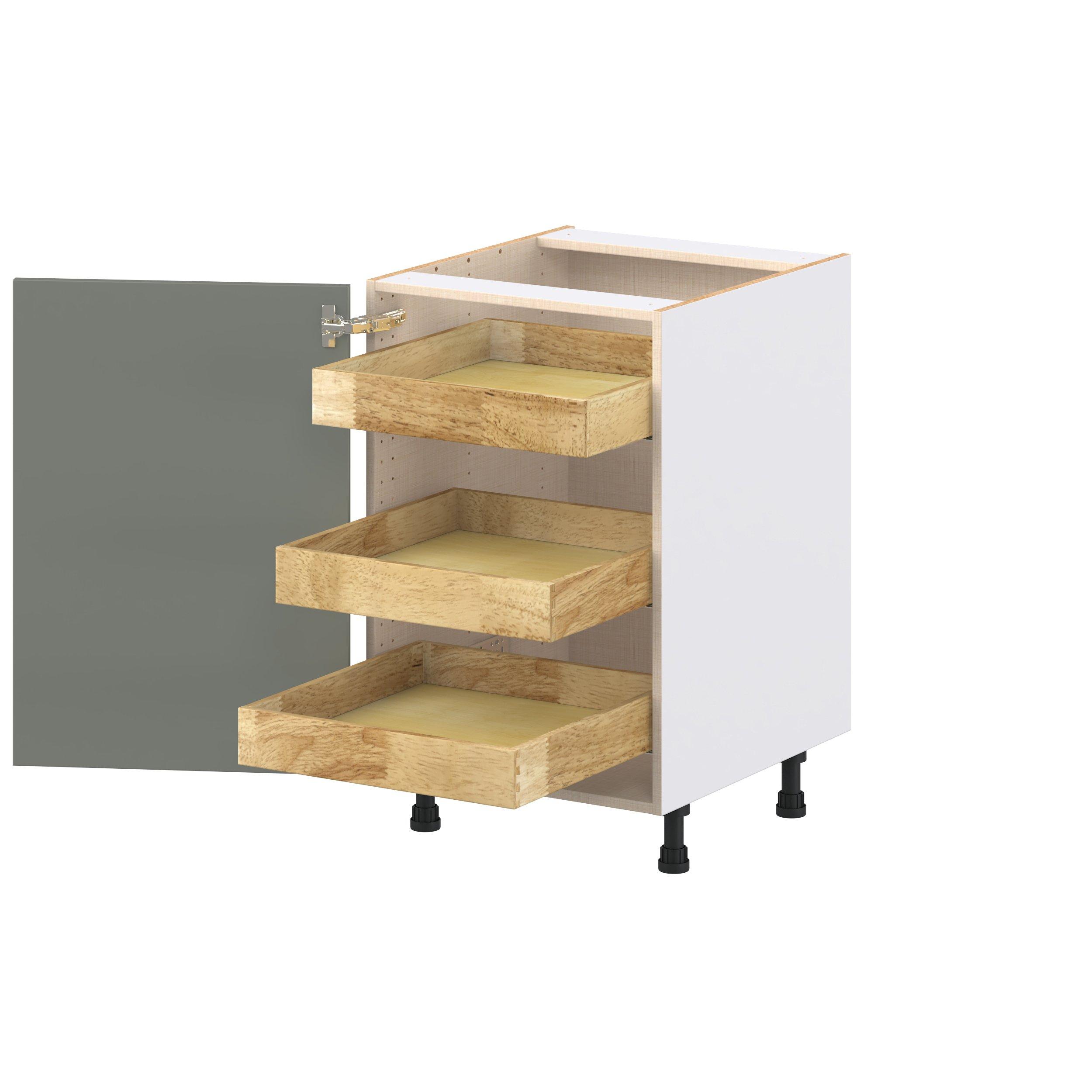 Linden 21 in. Painted Moss Green Base Cabinet with Inner Pull-Out Drawer