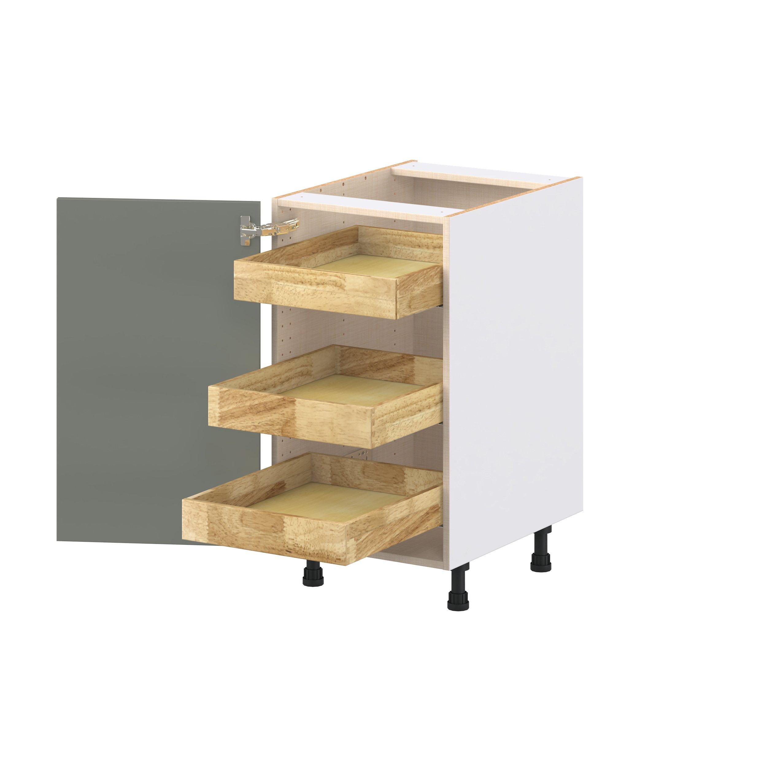 Linden 18 in. Painted Moss Green Base Cabinet with Inner Pull-Out Drawer