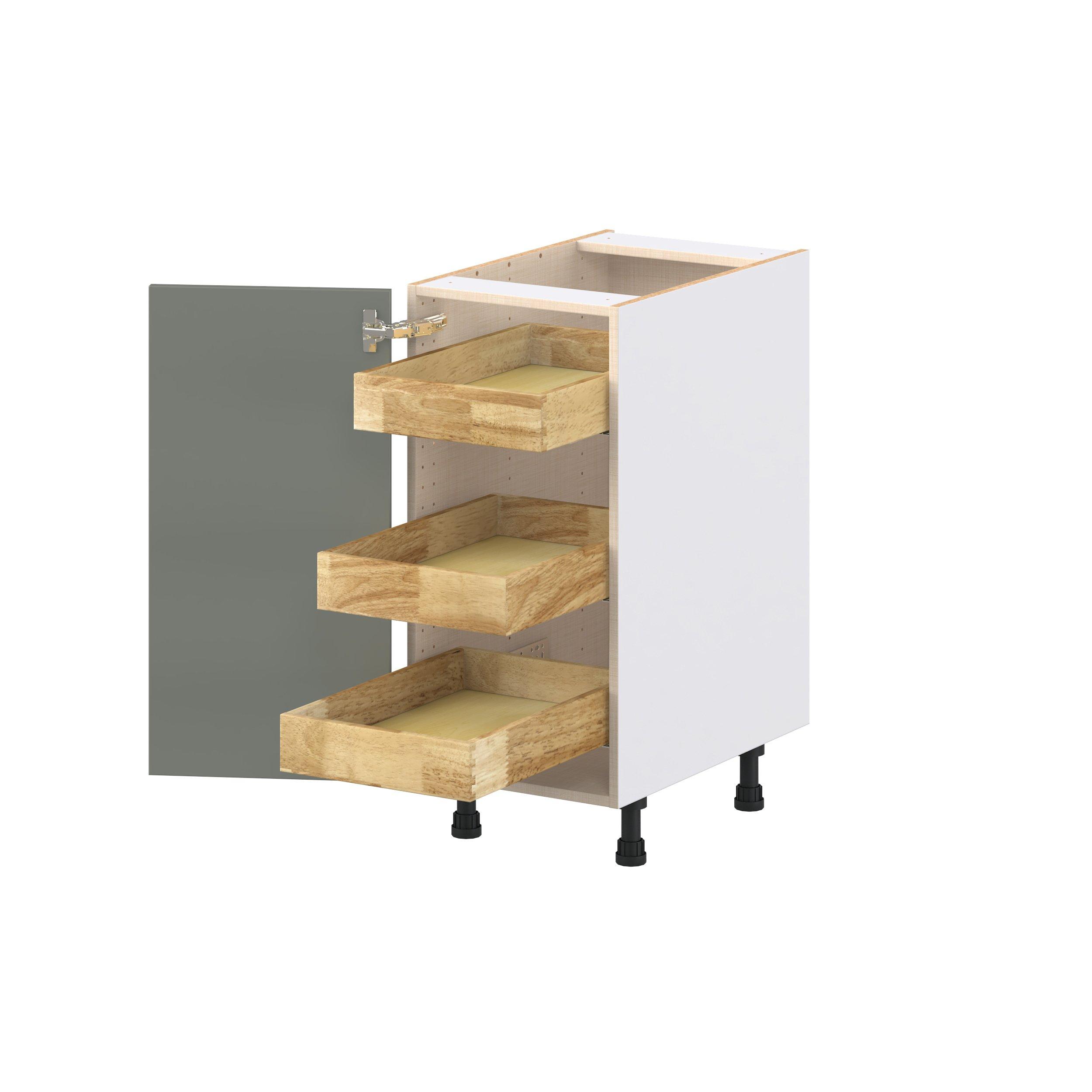 Linden 15 in. Painted Moss Green Base Cabinet with Inner Pull-Out Drawer